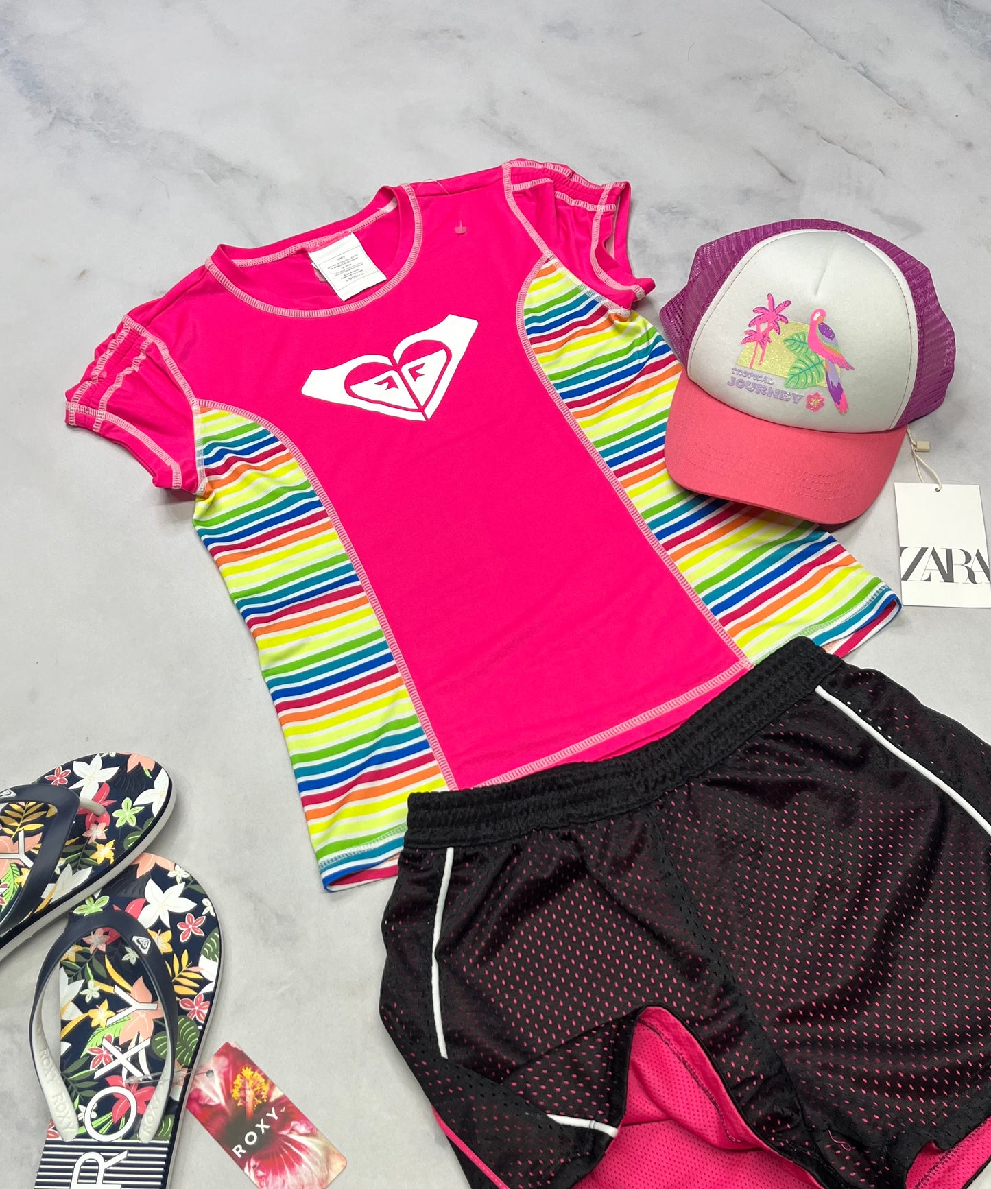💦 manche courte : Roxy en tissu de maillot 10-12 ans fille comme neuf ! Stretch