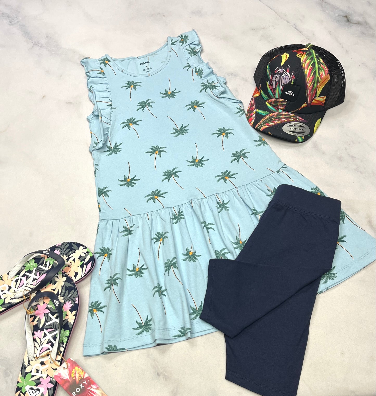 🩵 Robe Palmier : en beau coton stretch 8 ans fille neuve !