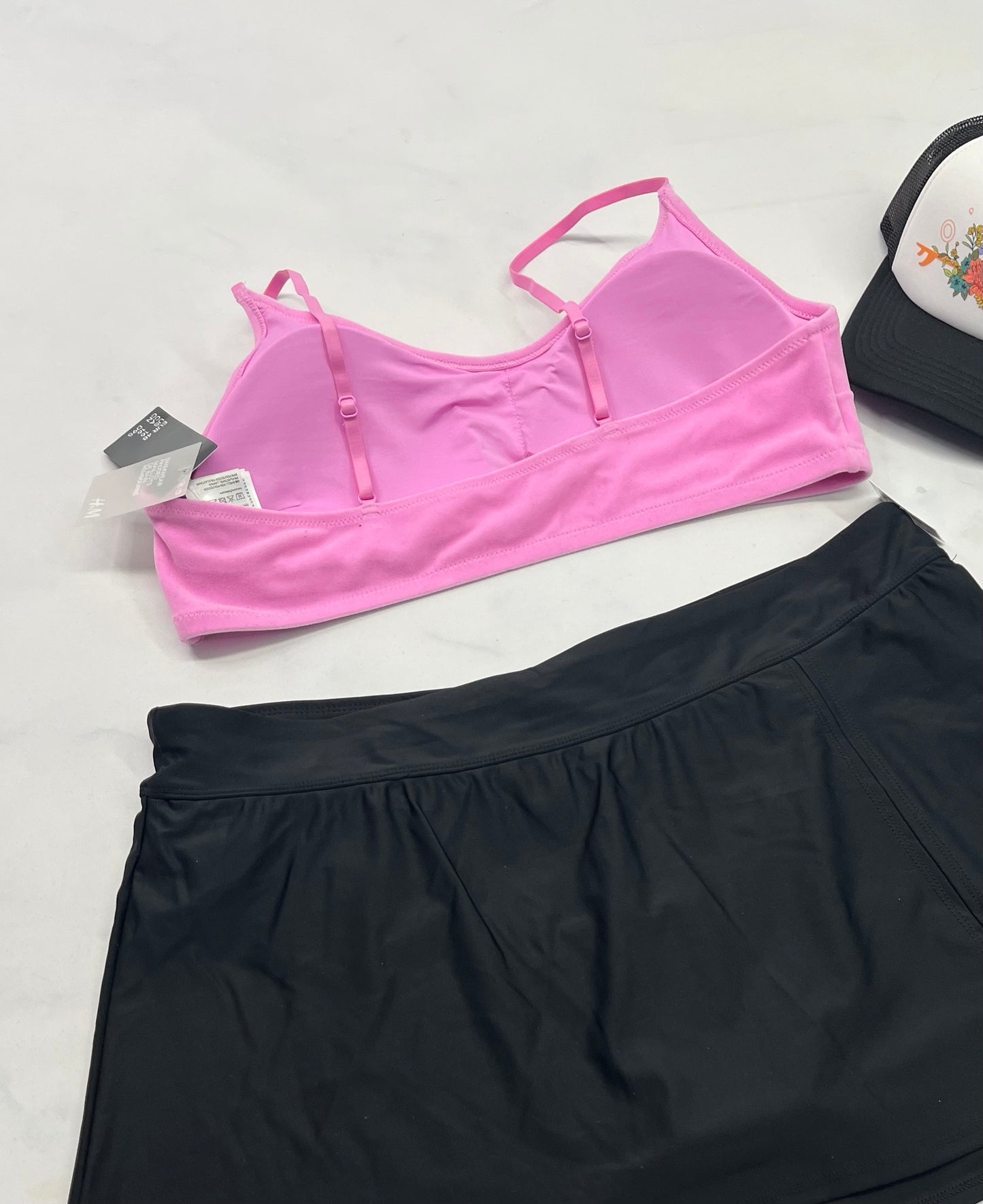 💦 Top : maillot rose effet velour doux . Bretelles ajustable avec pas amovible . Stretch confo. 16 ans femme ( XXL) neuf !
