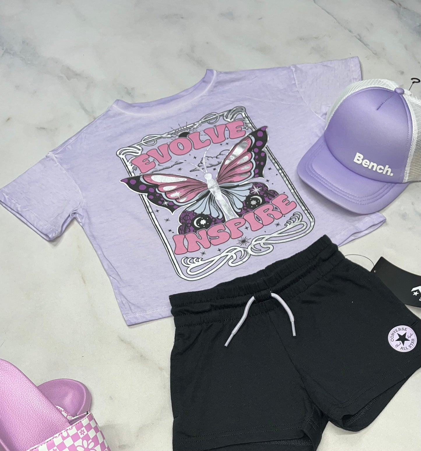 🤩Manche courte : Papillon 5-6 ans fille look vieillit coupe tendance neuf !