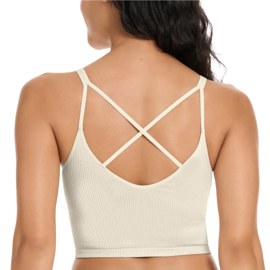🌿 Top : sport tissu rib texturé soutient intégré . Fait Small femme neuf ! Dos superbe stretch dans tout les sens .