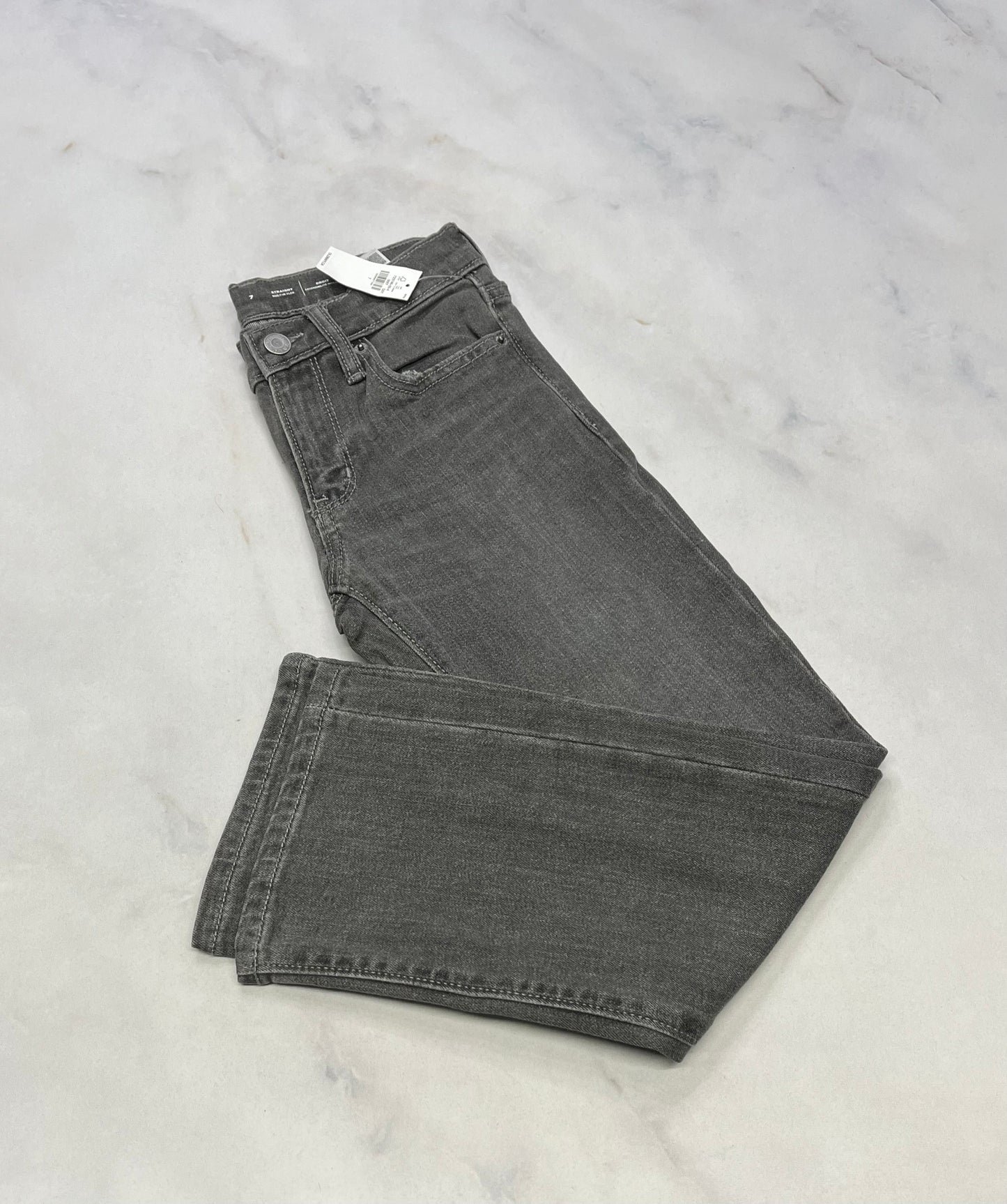 Jeans gris : jambe droite : stretch confo . 7 ans neuf!