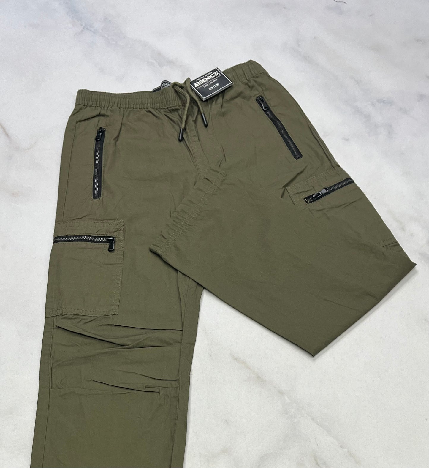 Pantalon kaki : zip Arsenic 7-8 ans coupe confo . neuf !