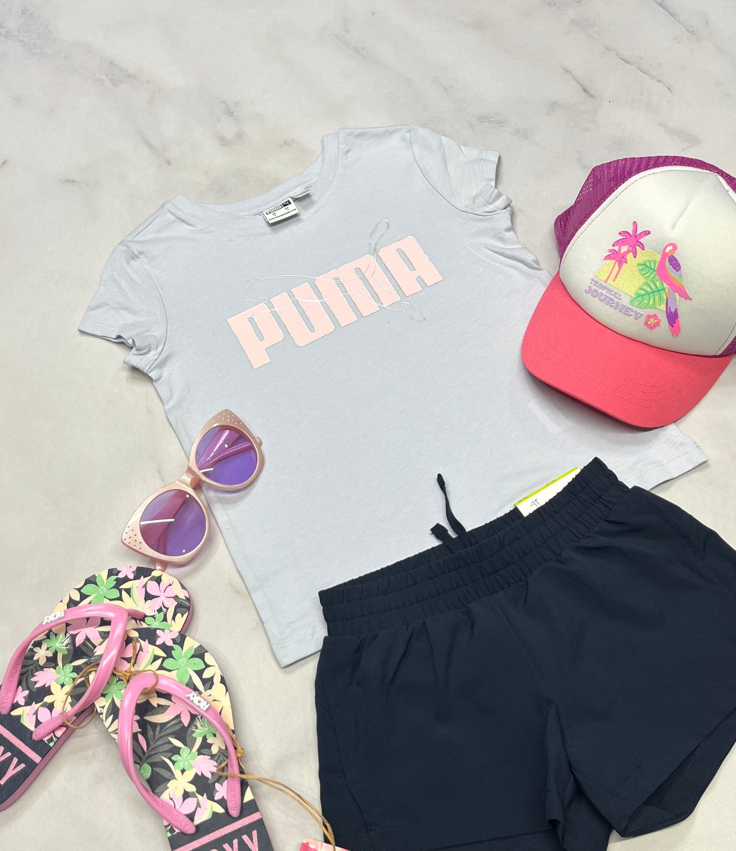 🌸 Manche courte : Puma bleuté 4-5 ans fille neuf !