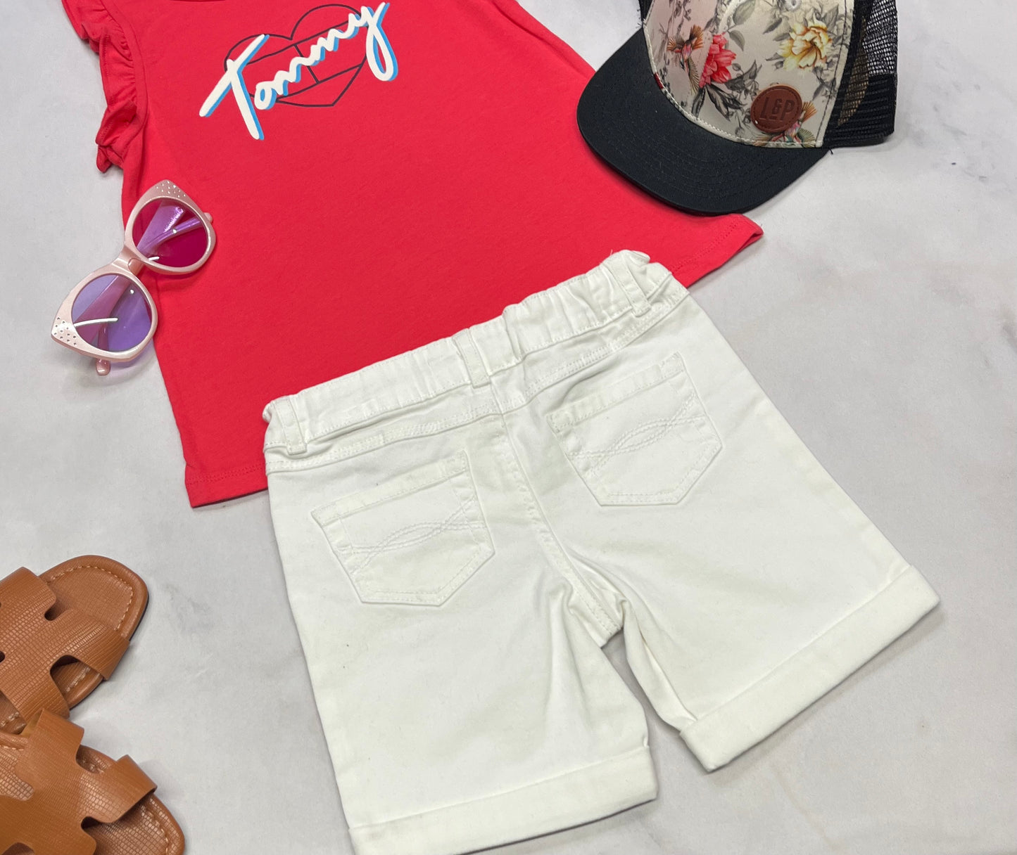 🌷 Bermuda : en Jeg. Jeans mou blanc 6 ans fille ajustable état neuve !