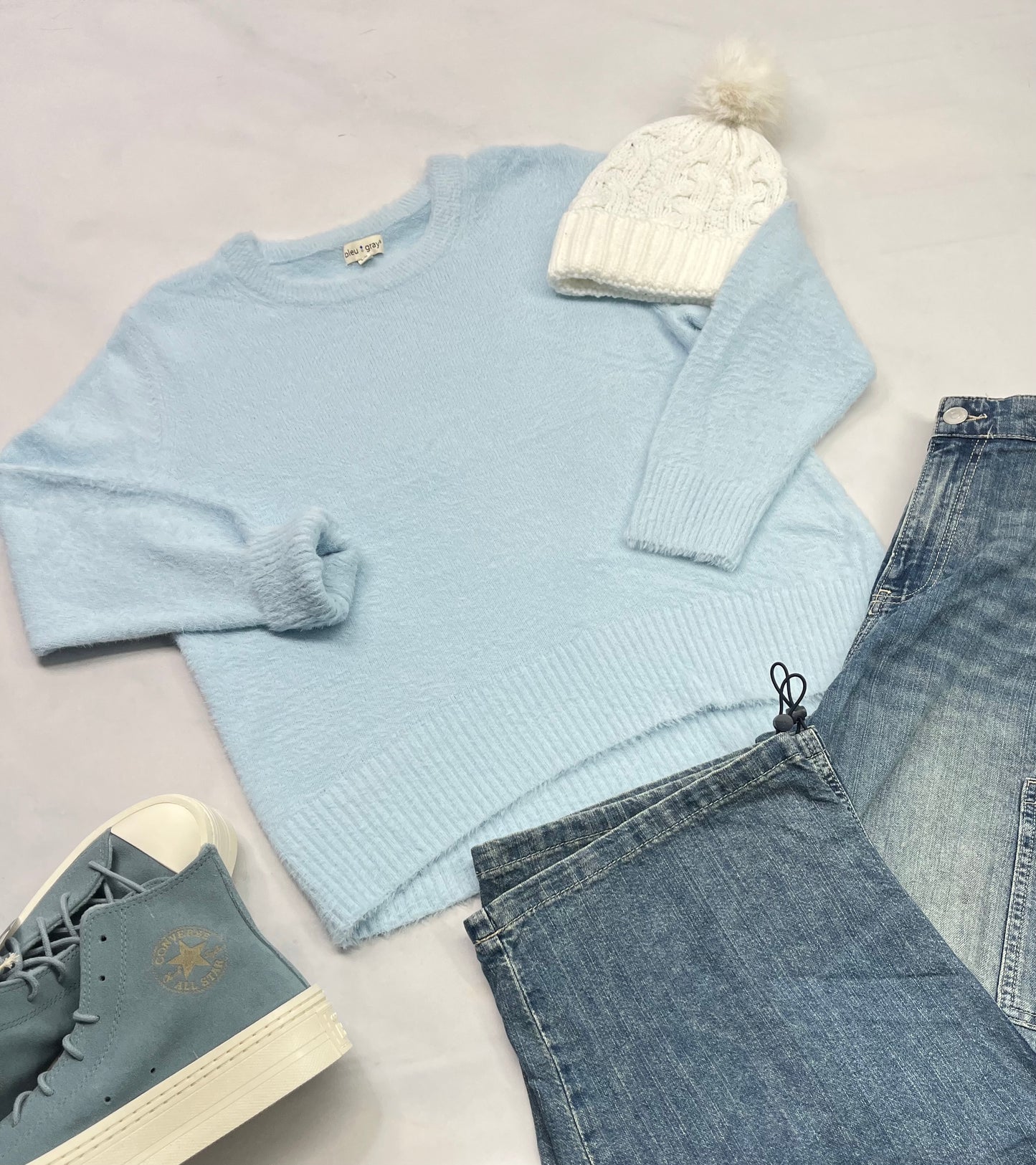 ❄️ Manche longue : Hyperrrr doux et stretch de partout . Bleu bb comme neuf ! Fait M/ femme .