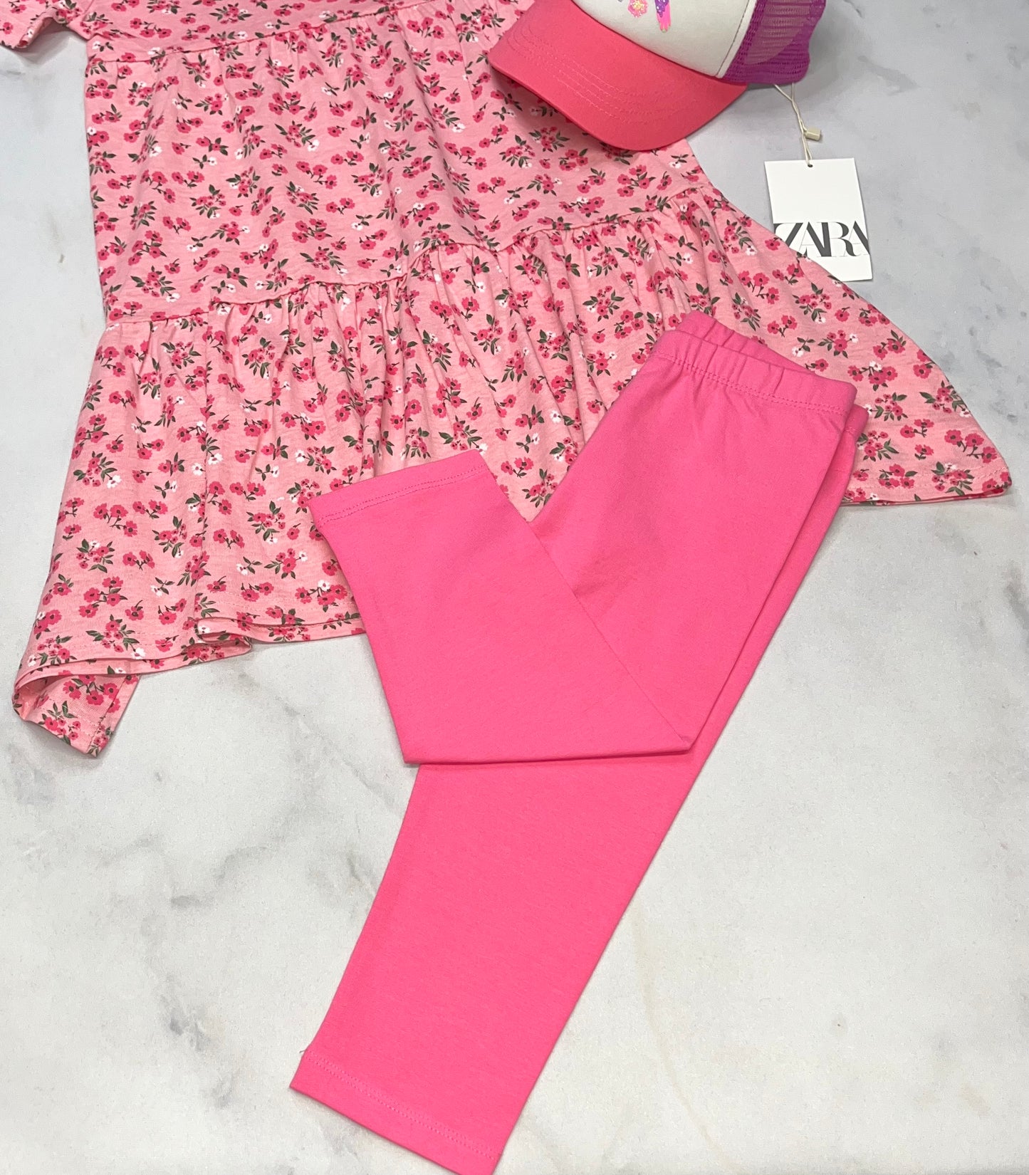 🌸 Legging : 3 quart 5-6 ans fille rose en beau coton stretch neuf !