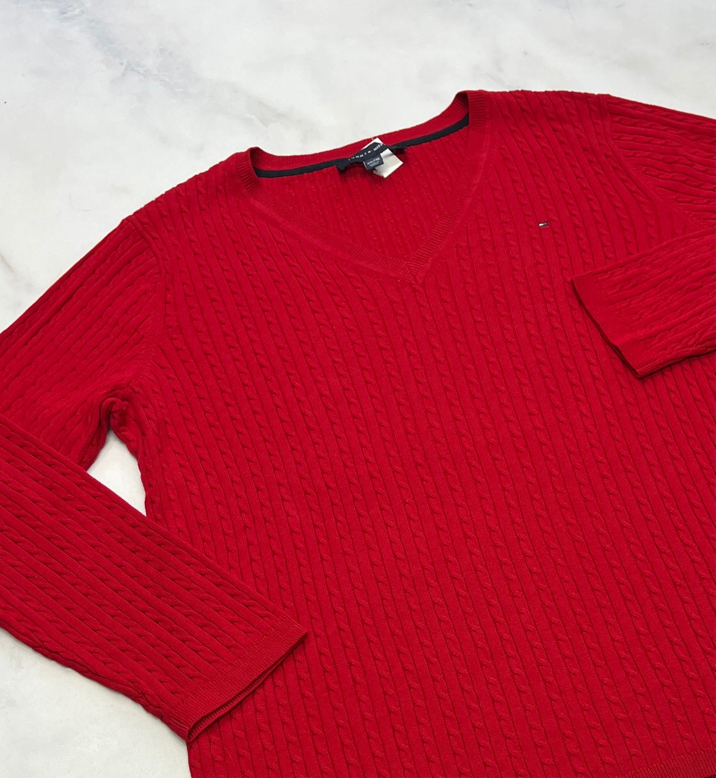 Tommy : Tricot rouge texturé stretch ++ fait XL/ femme neuf !