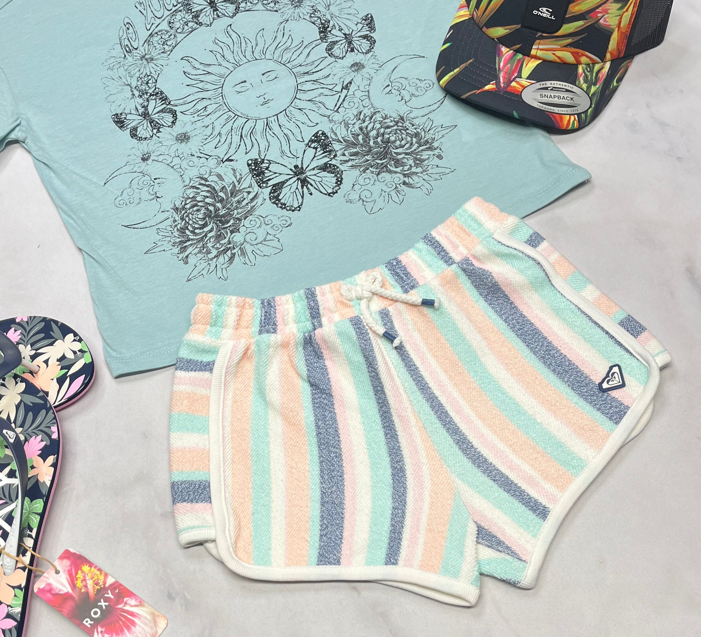 🩵 Roxy : Short rayé en farine douce 8 ans neuve !