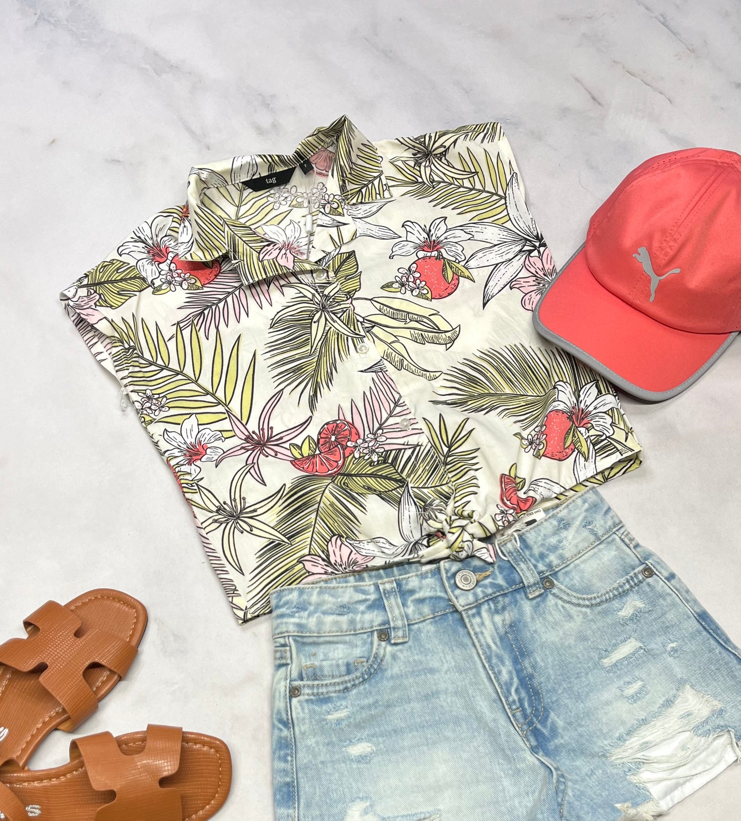 🌿 Chemisier : fleurie look lin sans manche . 7ans fille neuf !
