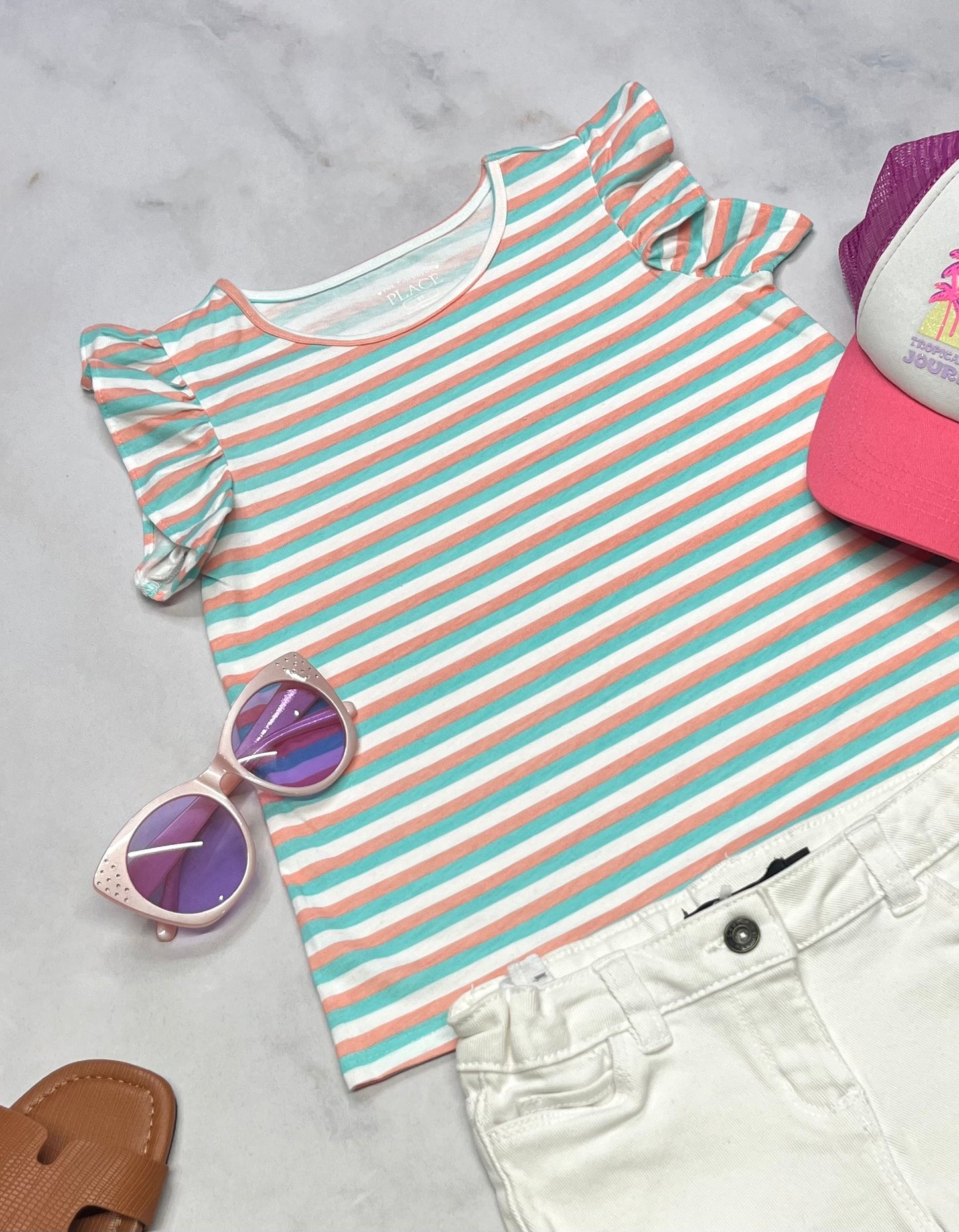 🩵 Camisole : rayé Place 5 ans fille neuve.