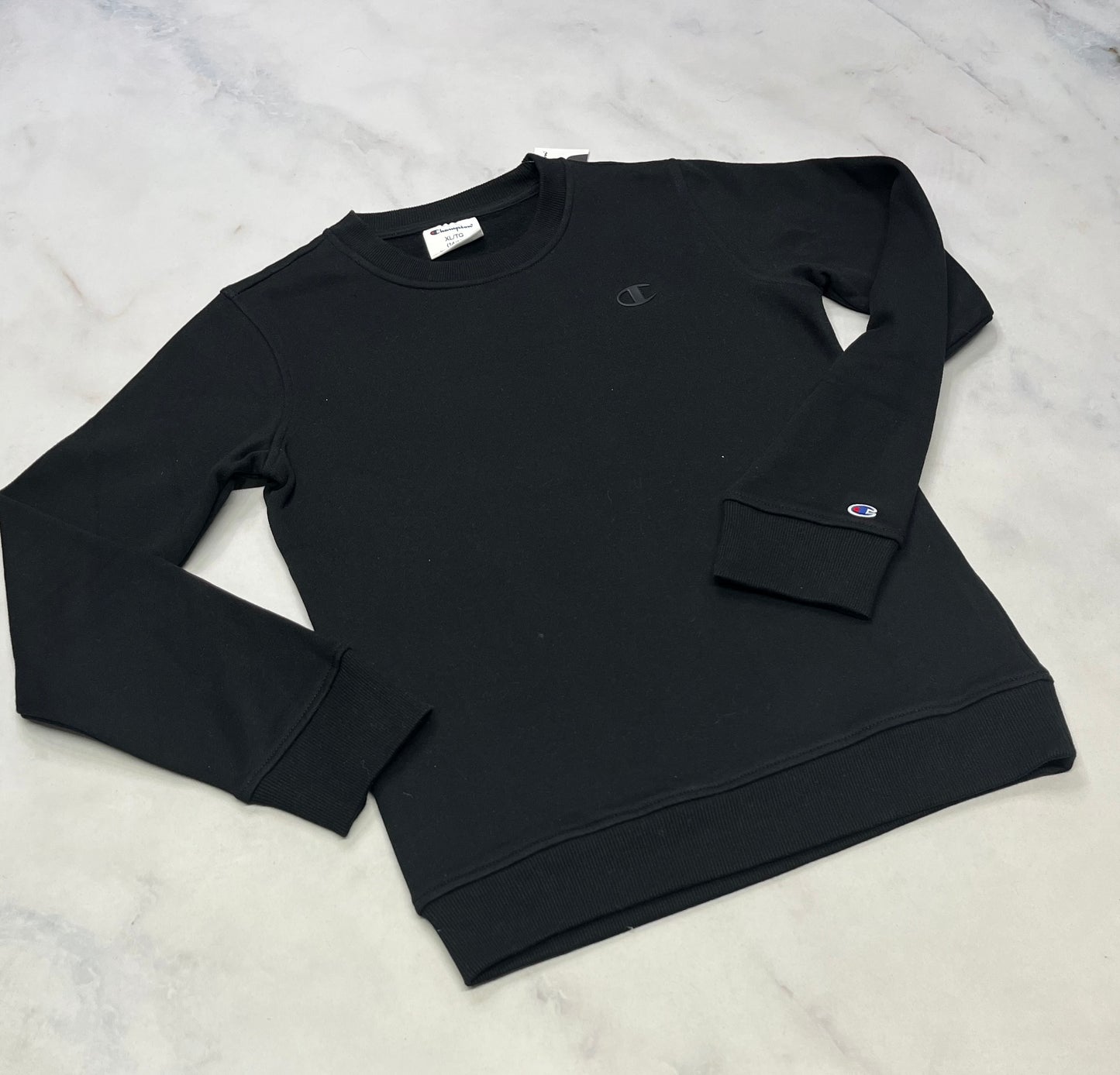 Champion : Ouaté noir logo brodé ton sur ton fait 13-14 ans garçon neuf!