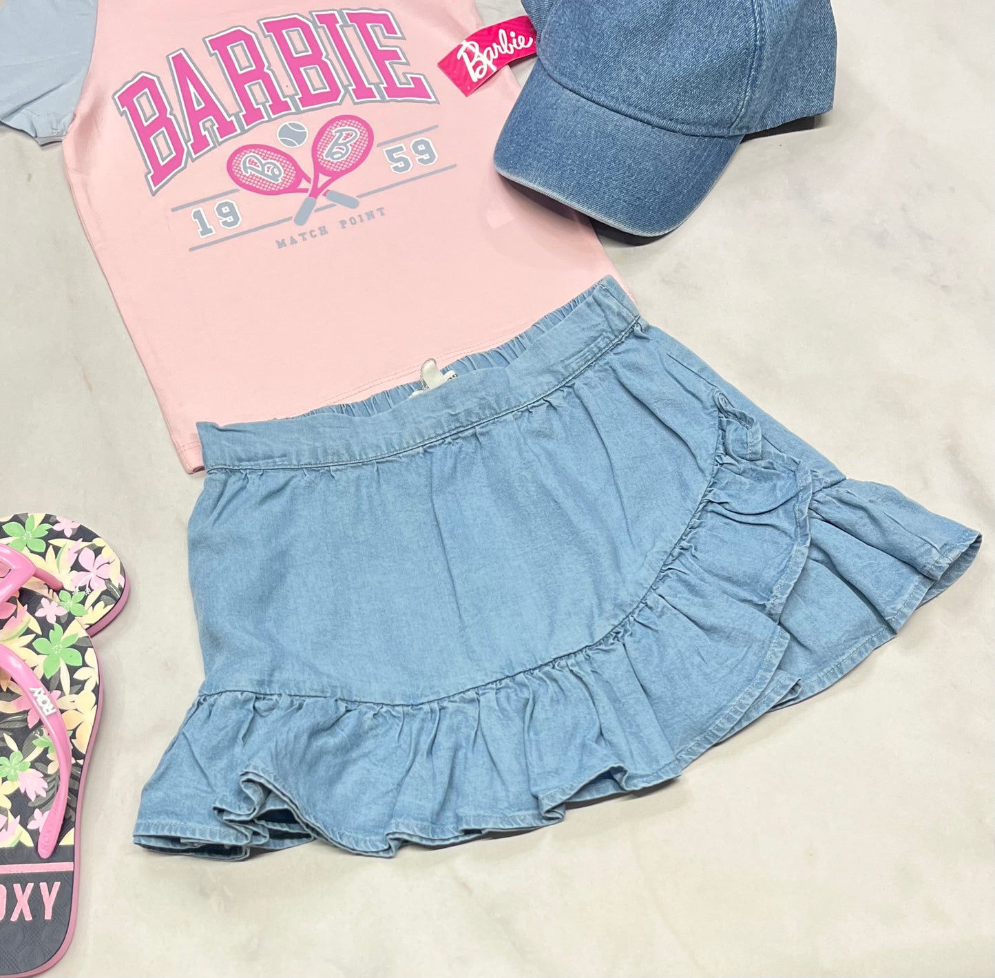 💕 Jupe en jeans : molle confo 5 ans fille coupe relax neuve ! Taille au dos élastique .