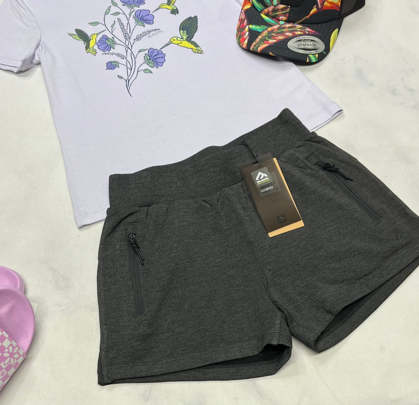 💜 Short Black Mountain : tissu jegging stretch mou ultra confo . Zip aux poches qualité ++ 10 ans fille ( charcoal) neuve !
