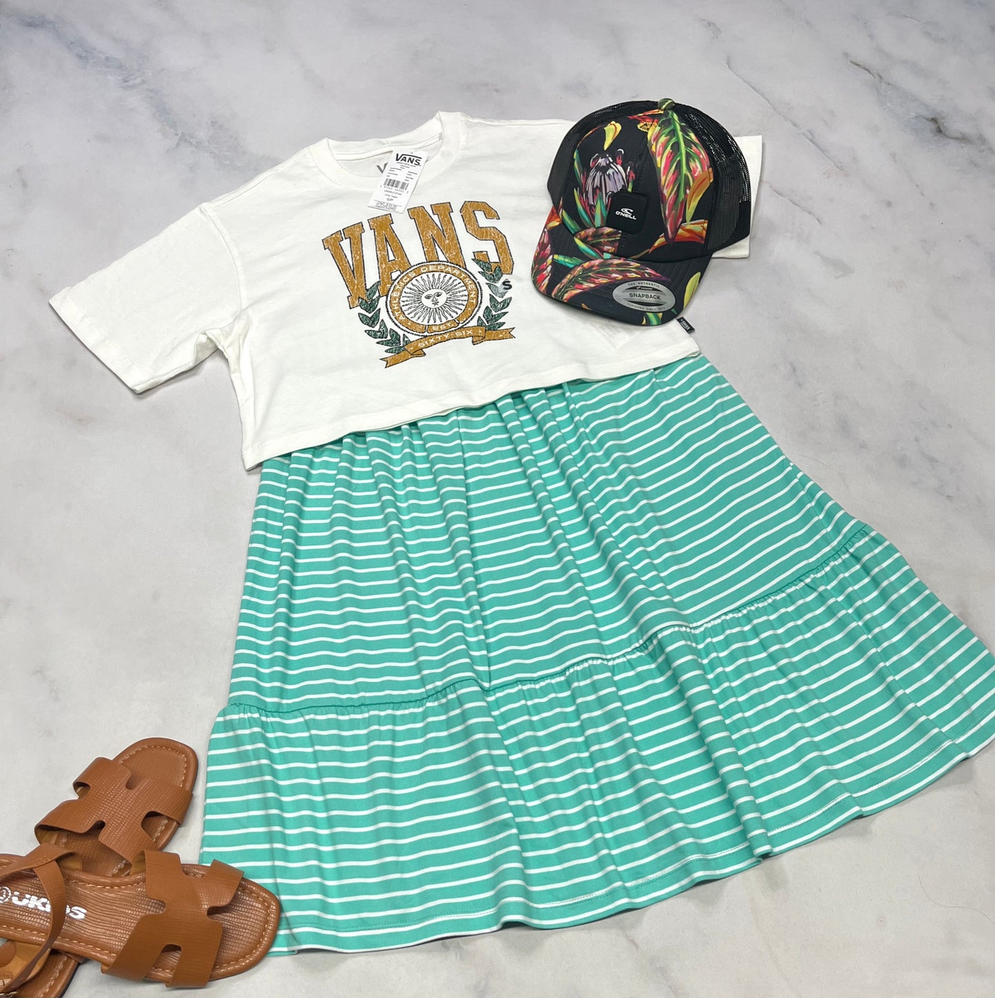 ☀️ Robe rayé : turquoise hyper soft et stretch . 8 ans fille neuve !