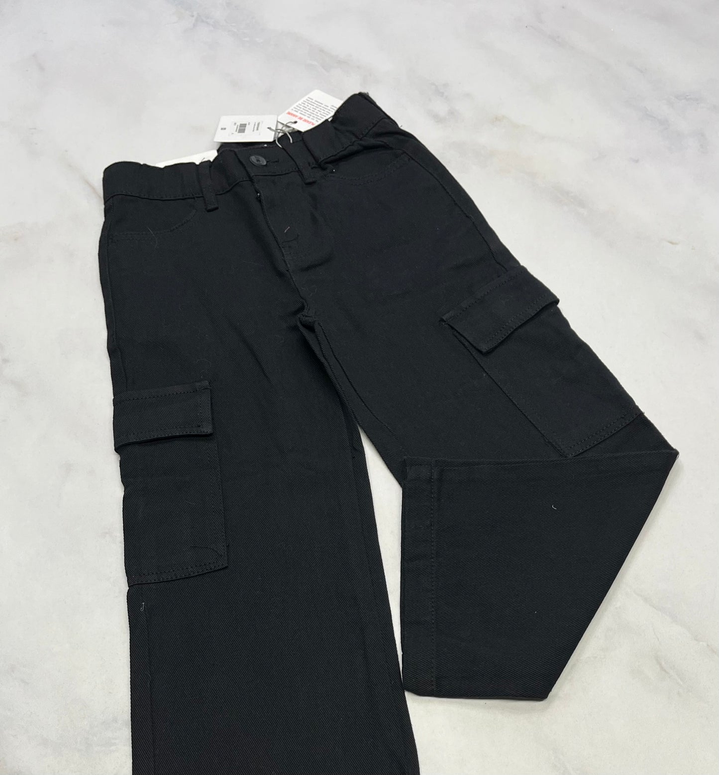 Jeans noir : cargo Tag ultra mou confo : 6 ans fille jambe large neuve .