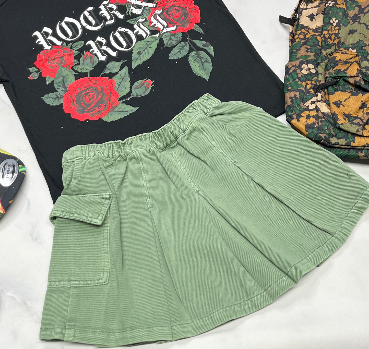 🍃 Jupe : blum . look jeans taille élastique vert incroyable neuve ! 10 ans fille neuve .