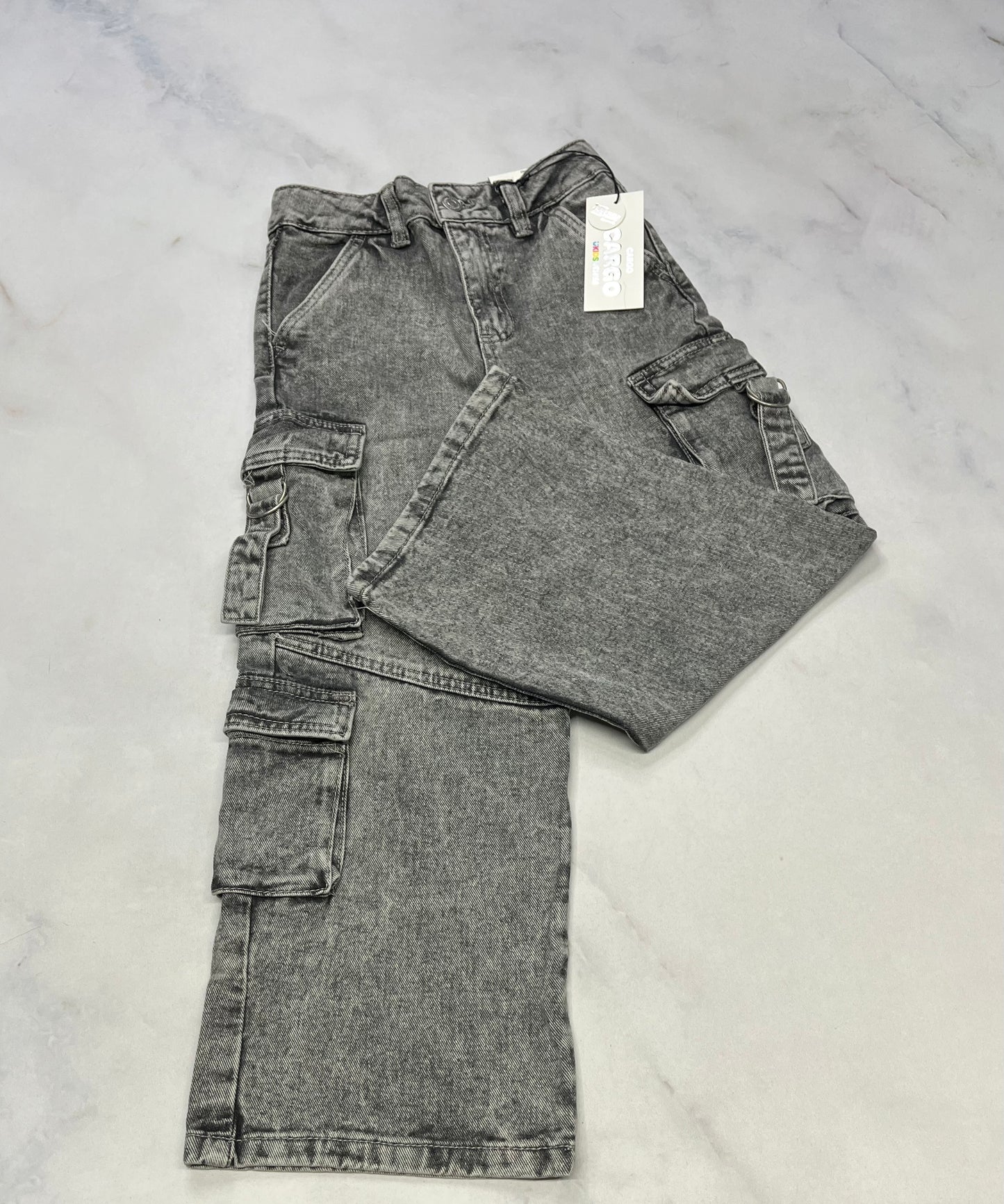 Jeans cargo : jambe large / souple
