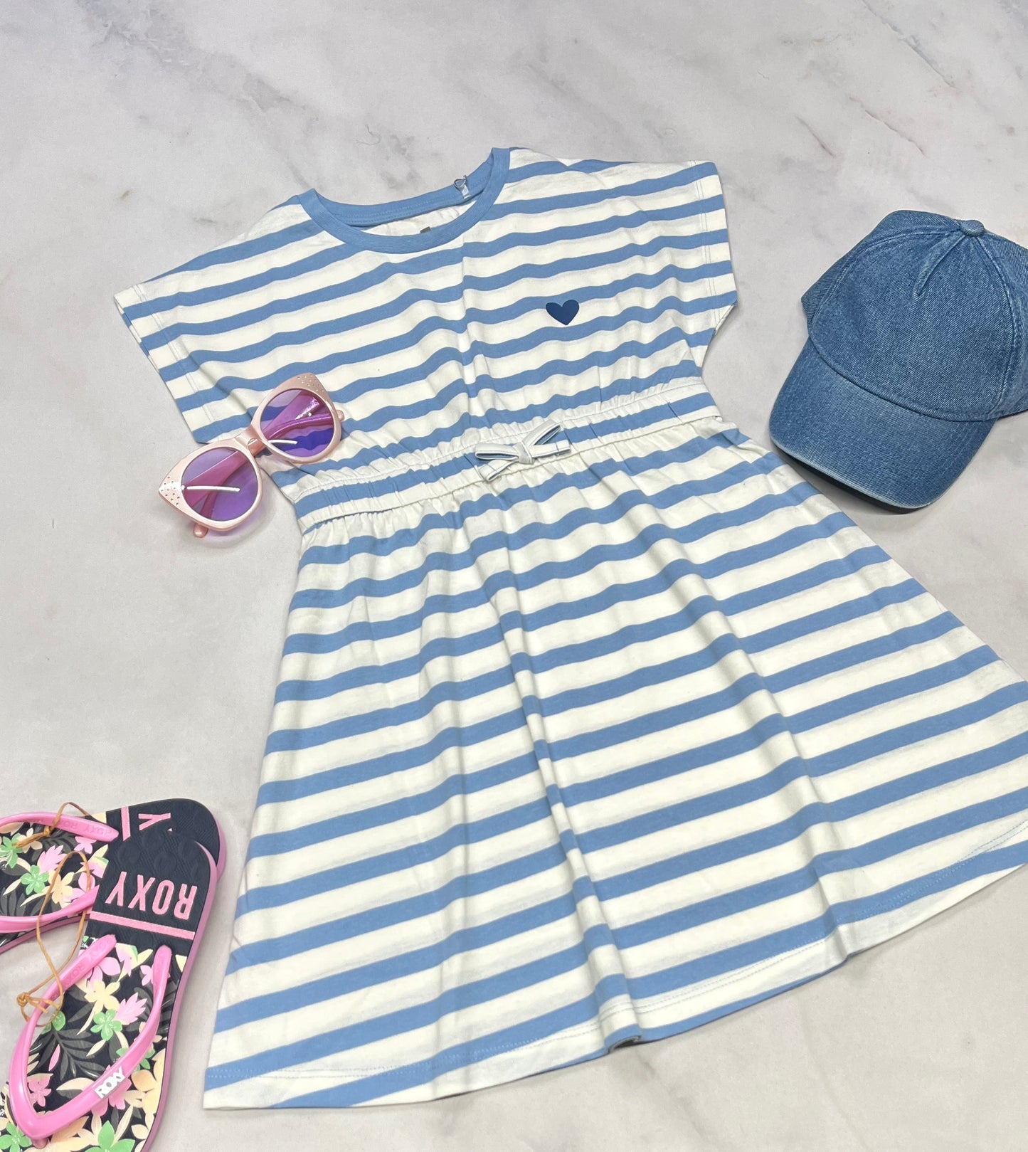 💙 Robe : rayé 7(6x-7) neuve .