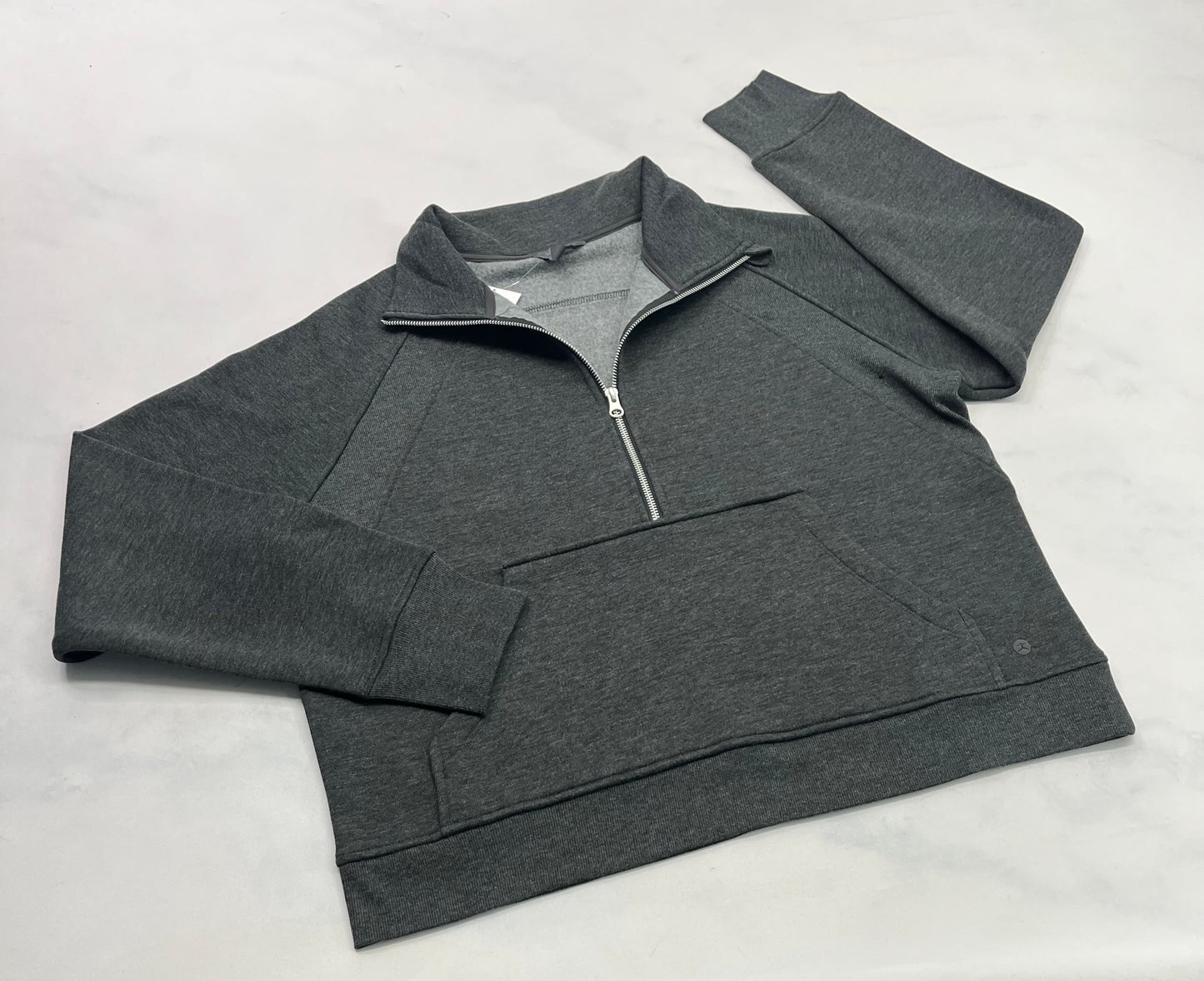 Ouaté demi zip : Gris look tendance neuf ! Doux à l’intérieur neuf ! Large femme .