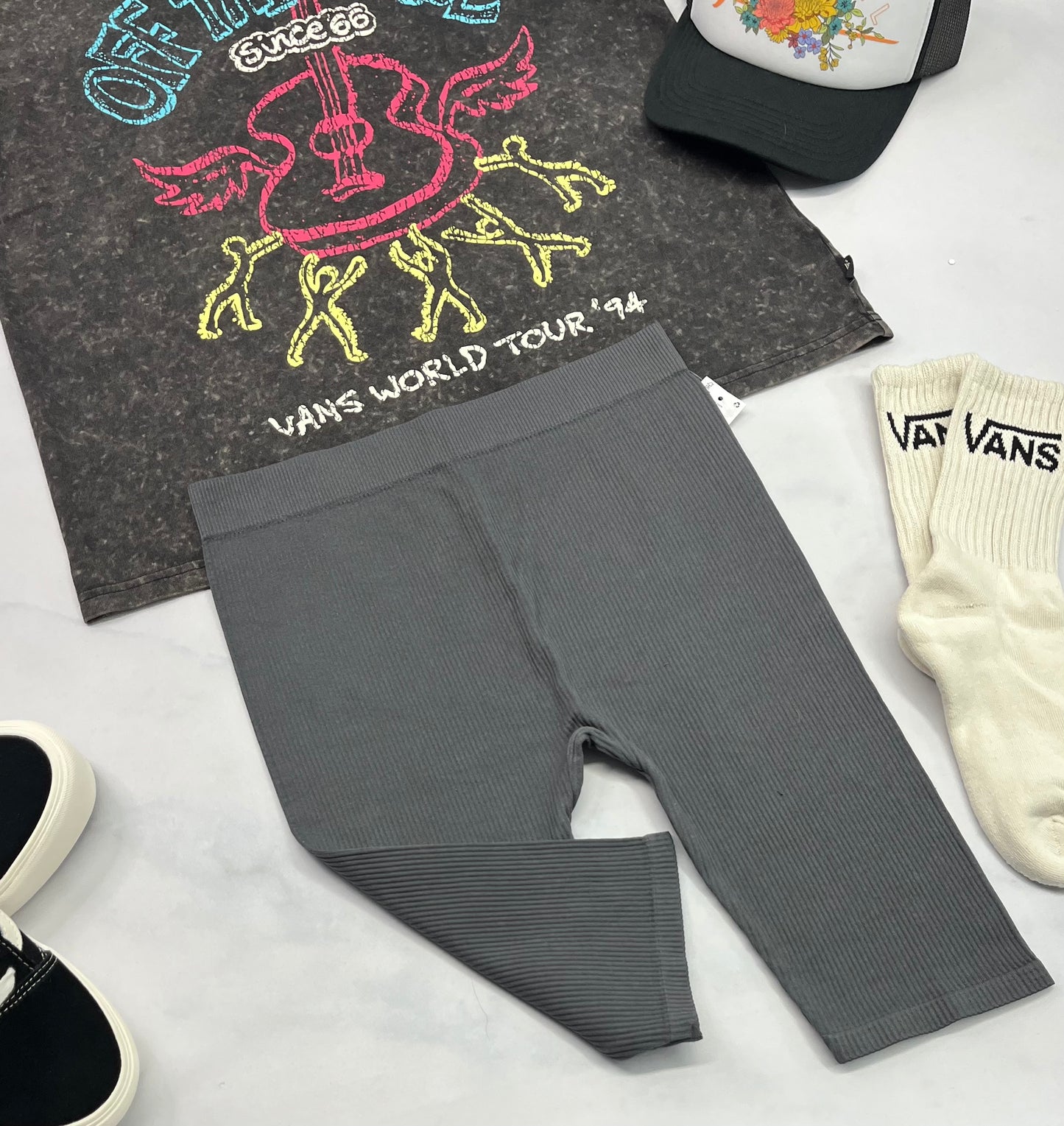 💕 Cuissard rib : texturé gris ( qui ne décolore pas ) Small fit stretch femme neuf !