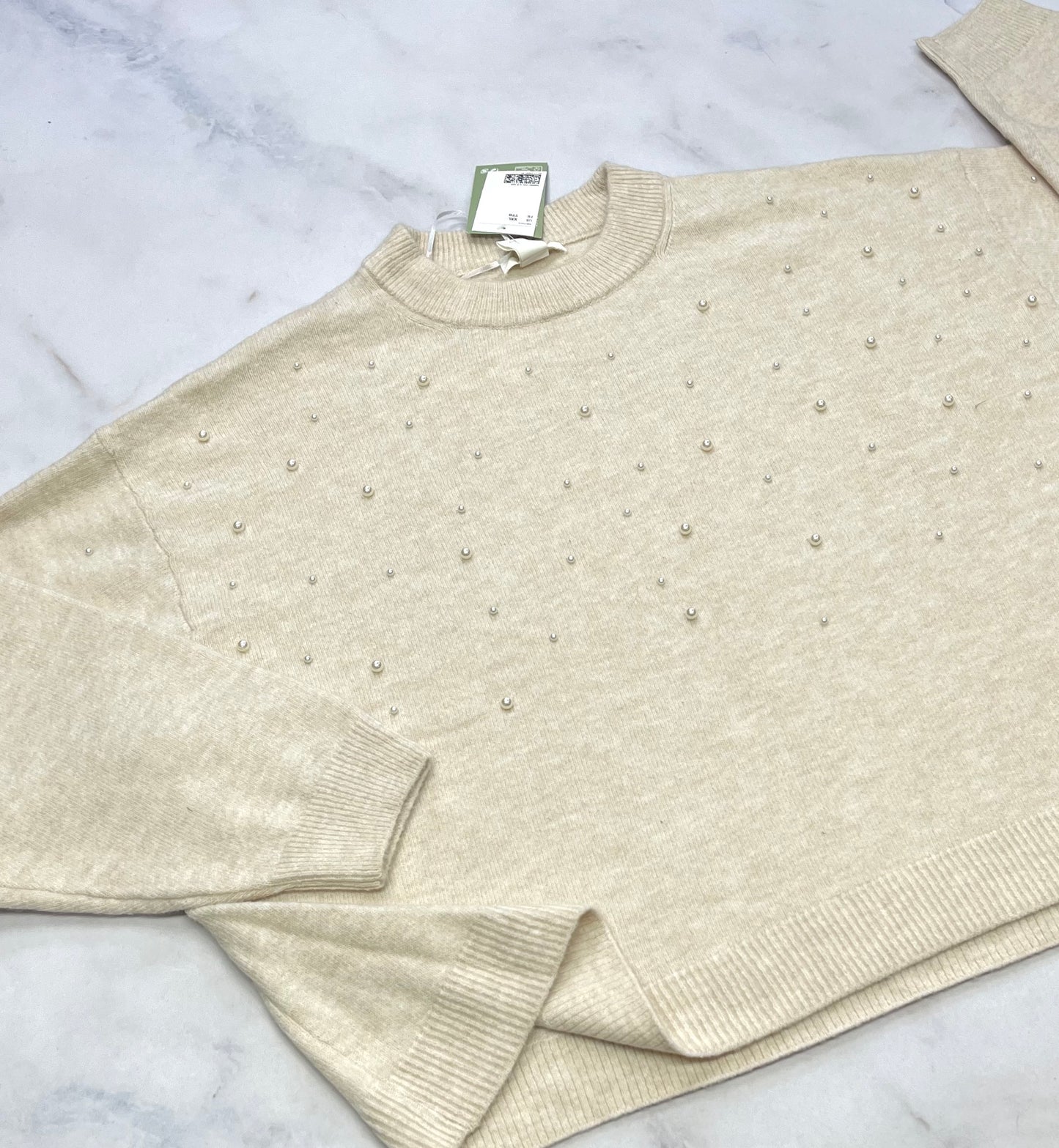 Tricot beigé hyper doux : manche ballon stretch ( avec perle cousu). WoW . M/ femme et XXL/ femme coupe confo .