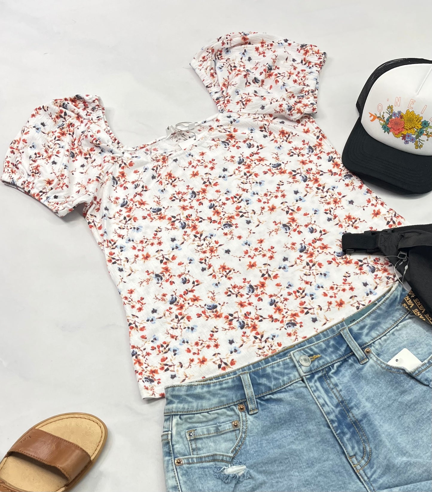 ☀️ Manche courte : fleurit Tag fait M/ femme stretch neuf !