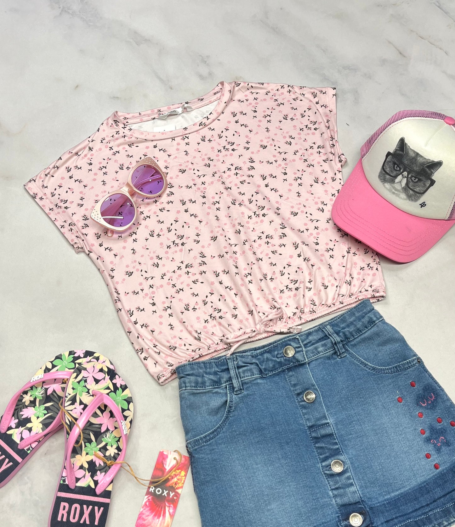 🌸 Manche courte : fleurie soft stretch fait 7 ans fille neuf !