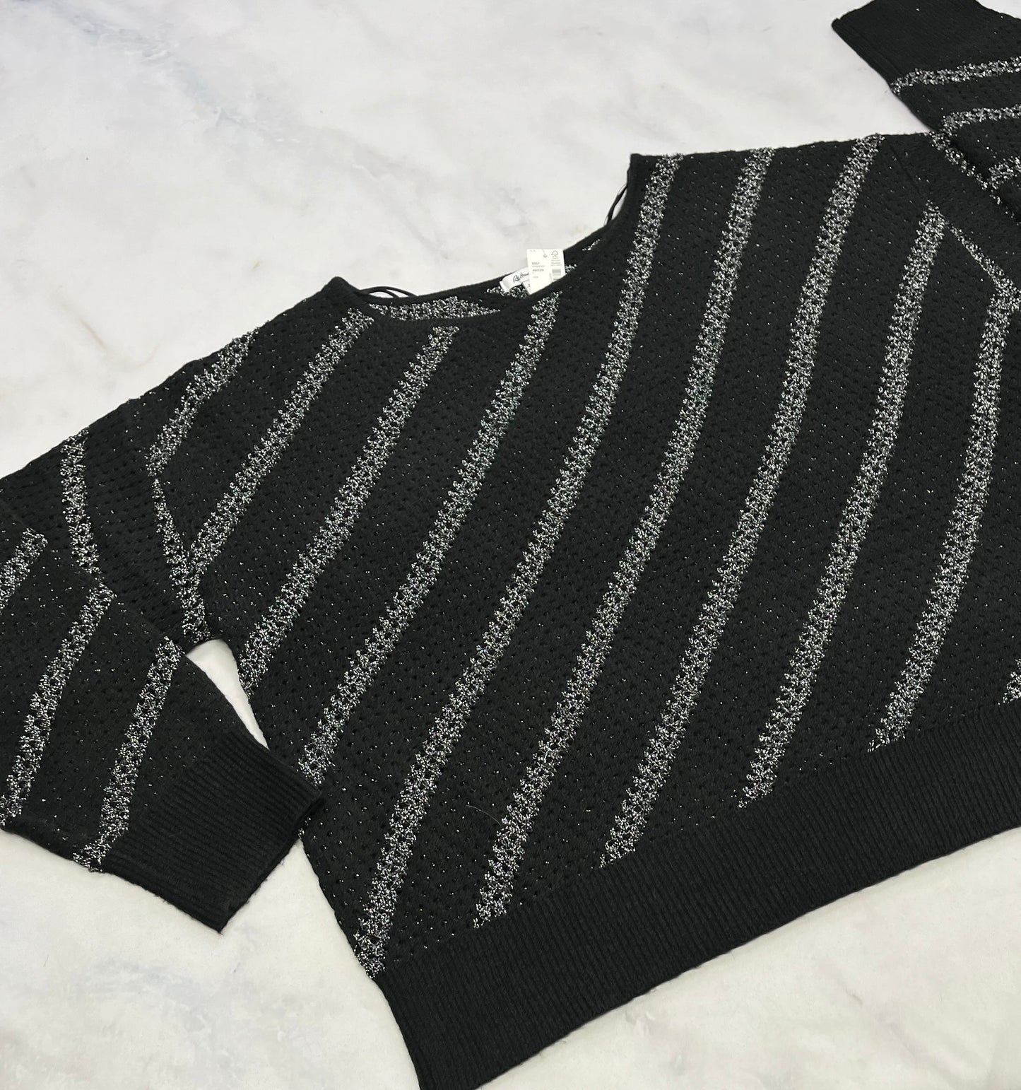 Reitman : Tricot doux noir ligne argenté brillant dans le tissu . XXL/ femme neuf !