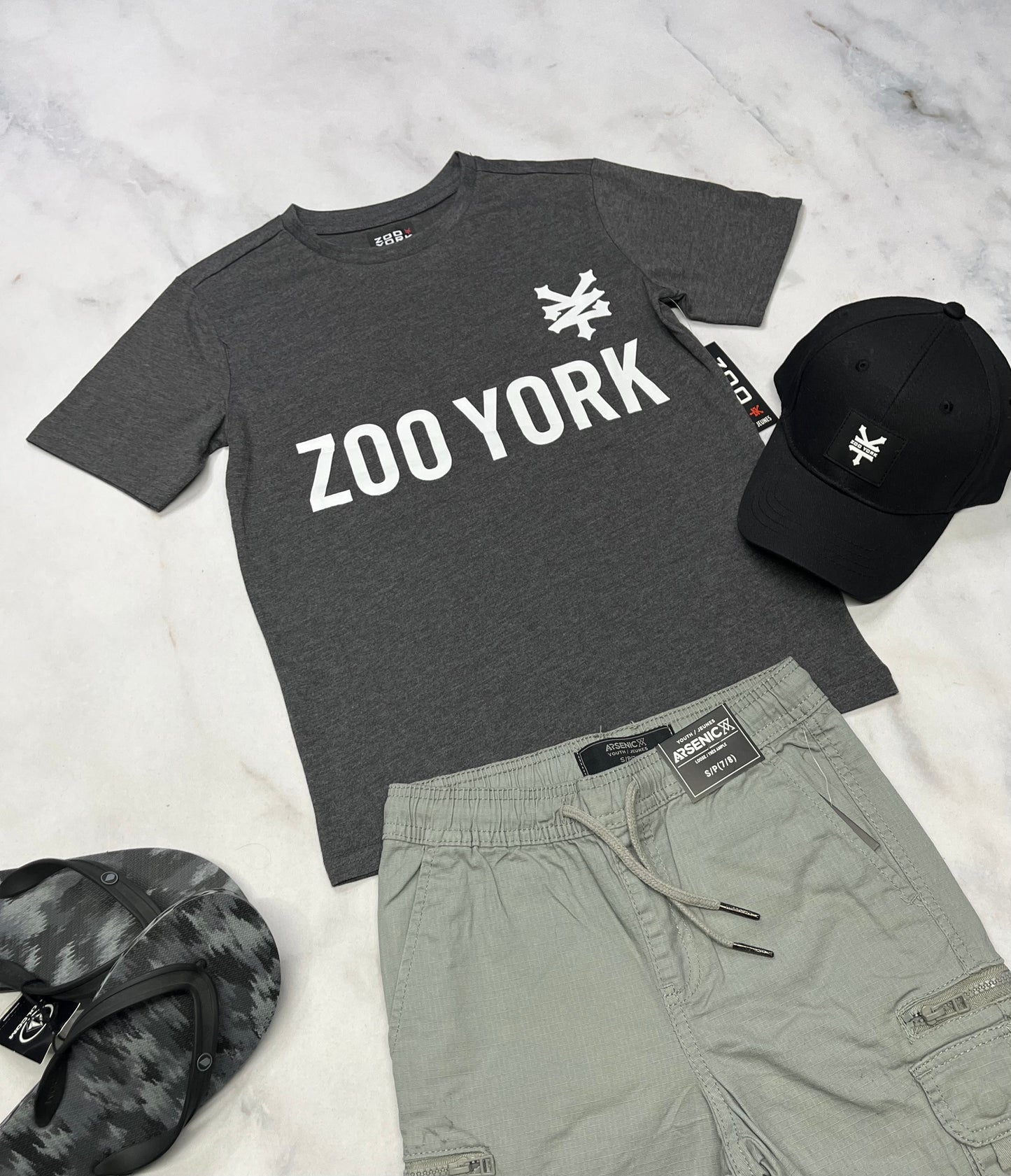 🌿 Zoo York : manche courte soft 7-8 ans garçon neuf ! Charcoal.