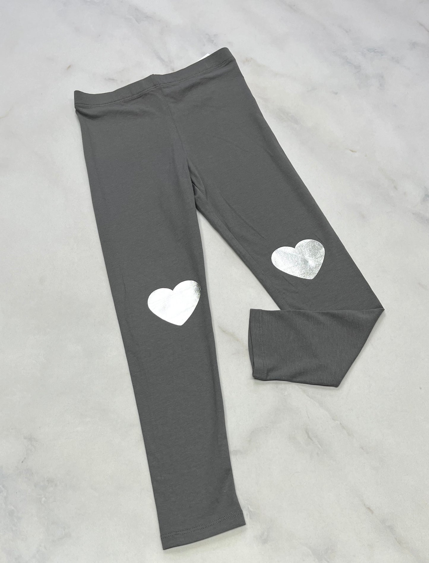 Legging : avec cœur argenté 5-6 long neuf!