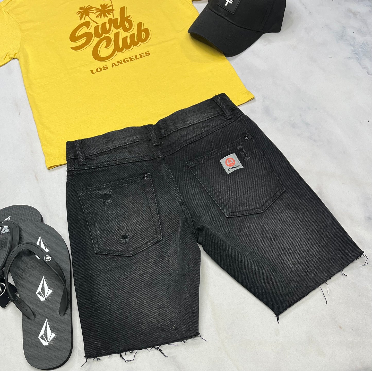 🌵 Bermuda jeans : Amnésia 7-8 ans garçon ajustable neuve .