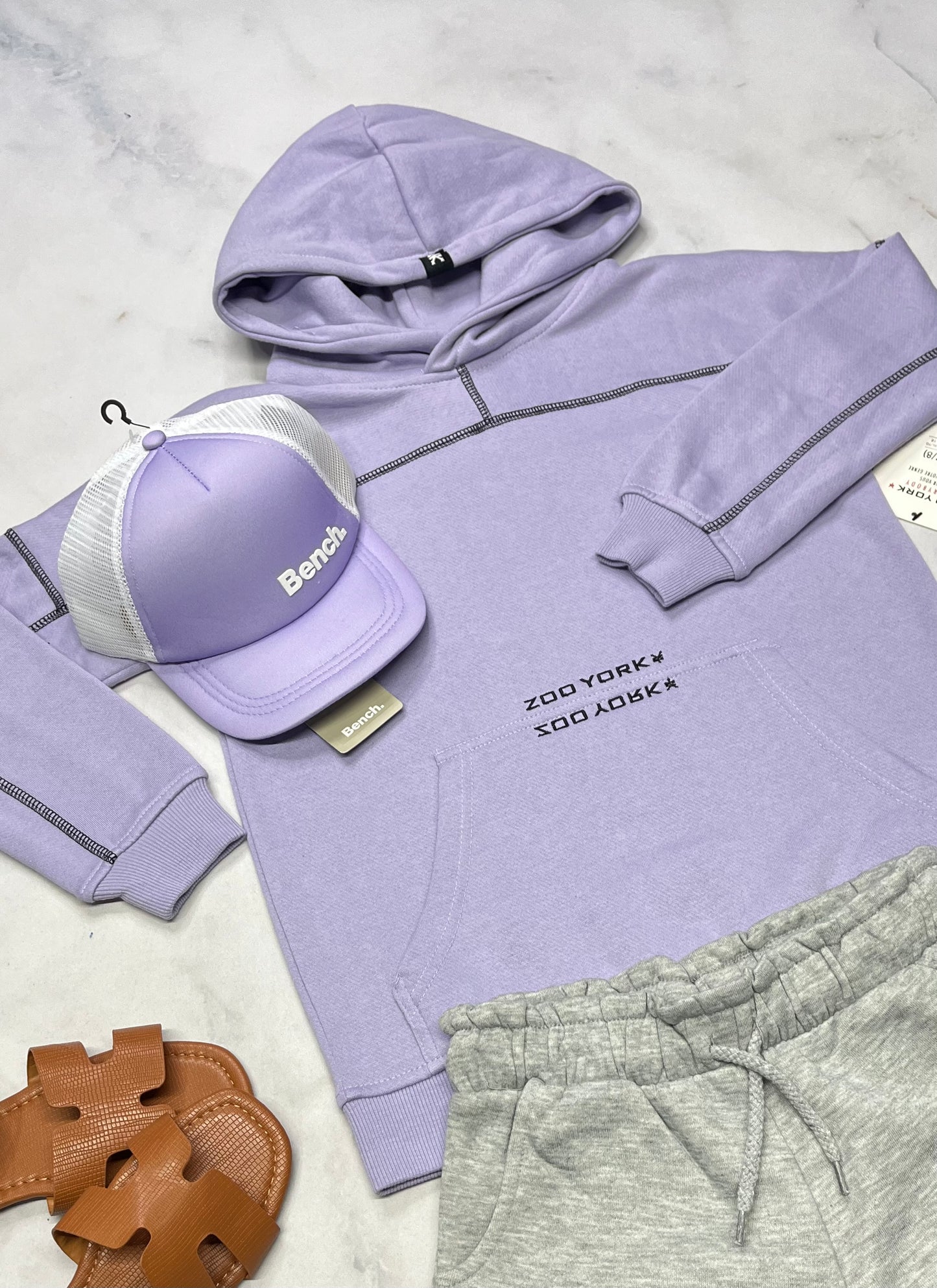 ☀️ Cagoule Zoo York : en ouaté lilas fait 8 ans fille look confo neuve .