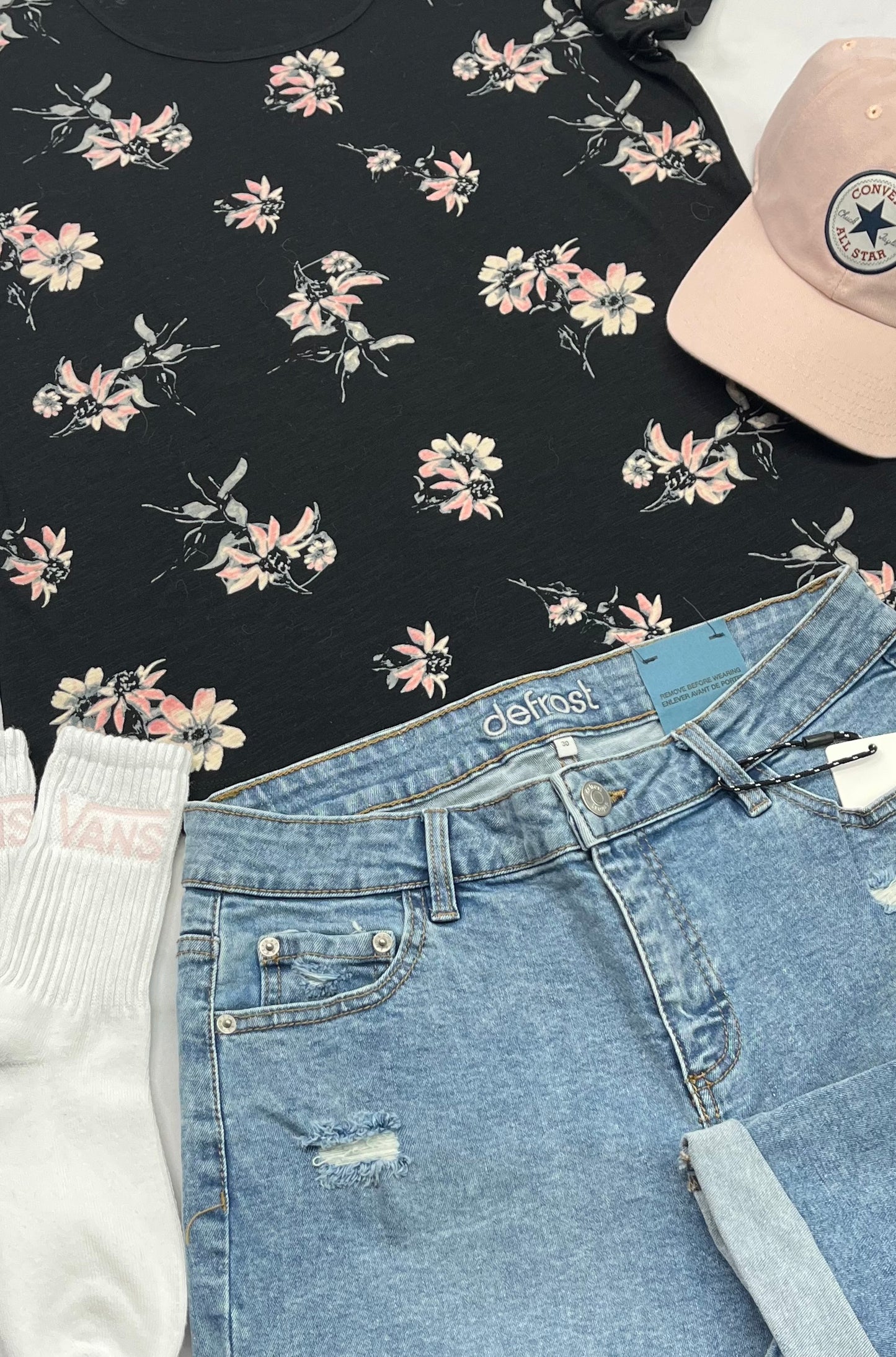 🌸Manche courte : fleurie rose M/ femme neuf !