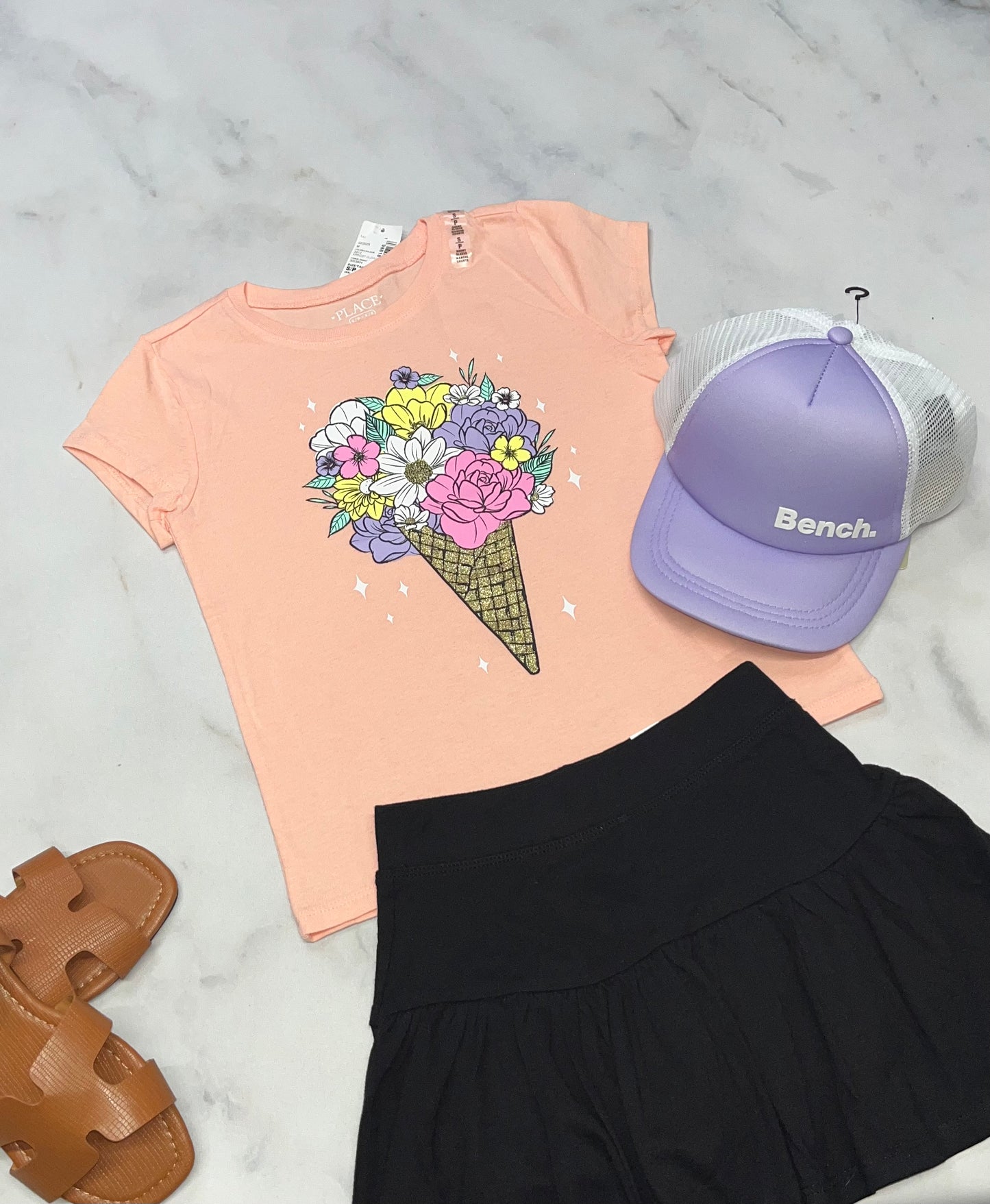 ☀️ Manche courte : corail brillant 5-6 ans neuf .