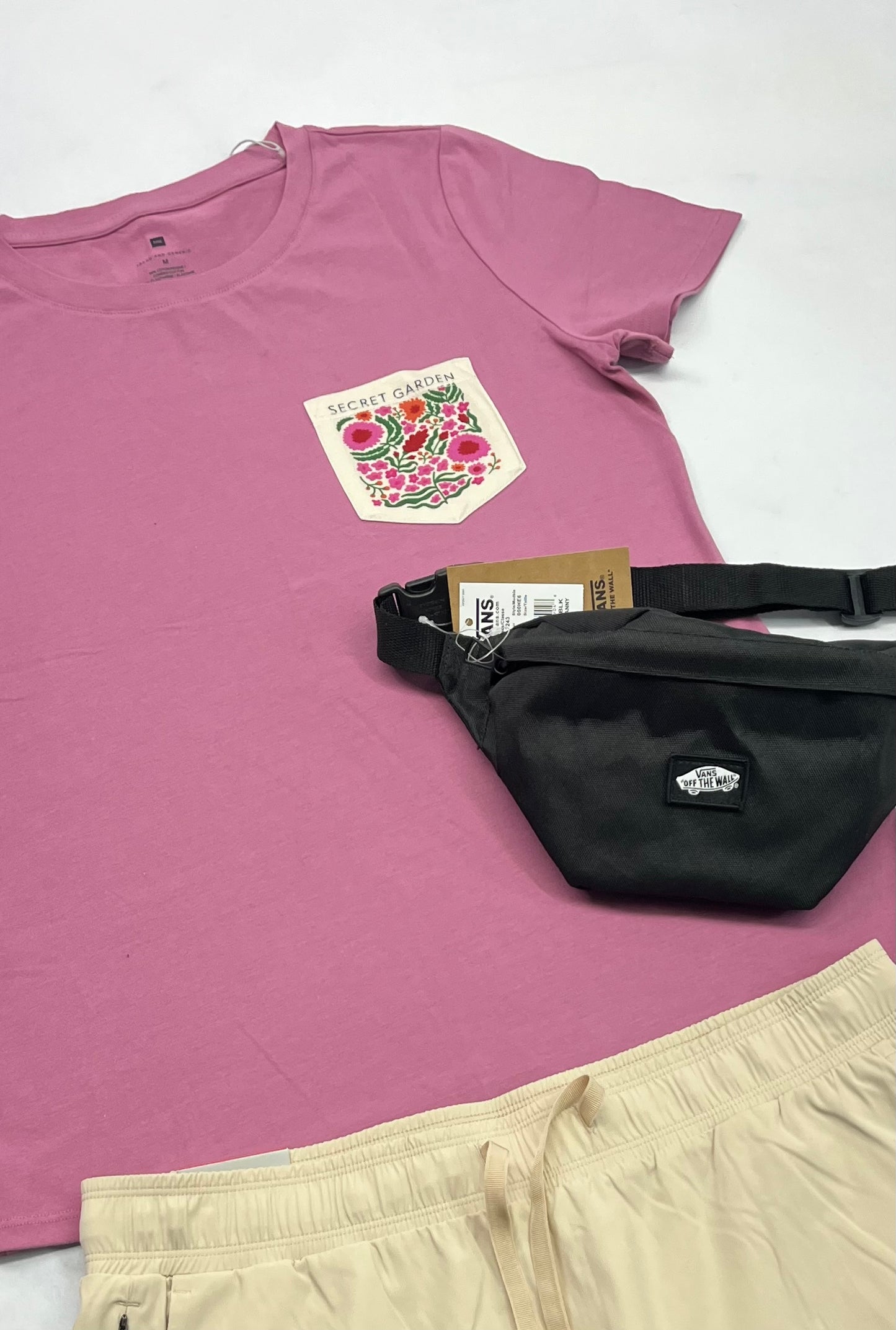 🌷 Manche courte rosé : beau coton extensible M/ femme neuf !