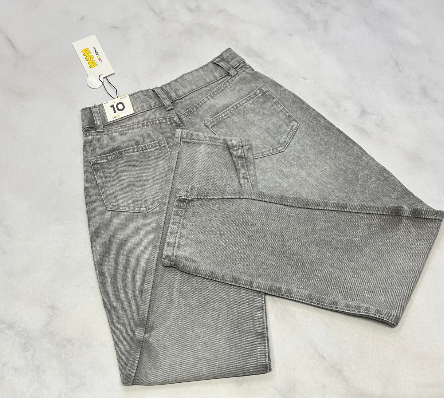 Mon jeans : gris avec strass brillant neuf ! 10 ans fille ajustable .