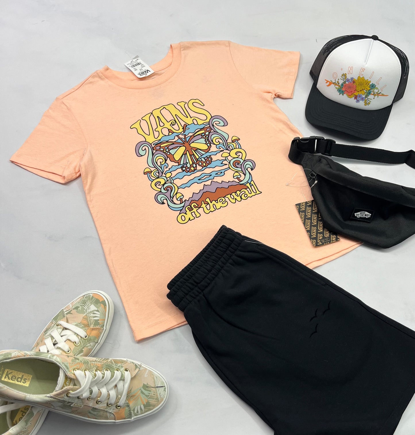 😍 Manche courte : VANS corail S/ femme neuf !