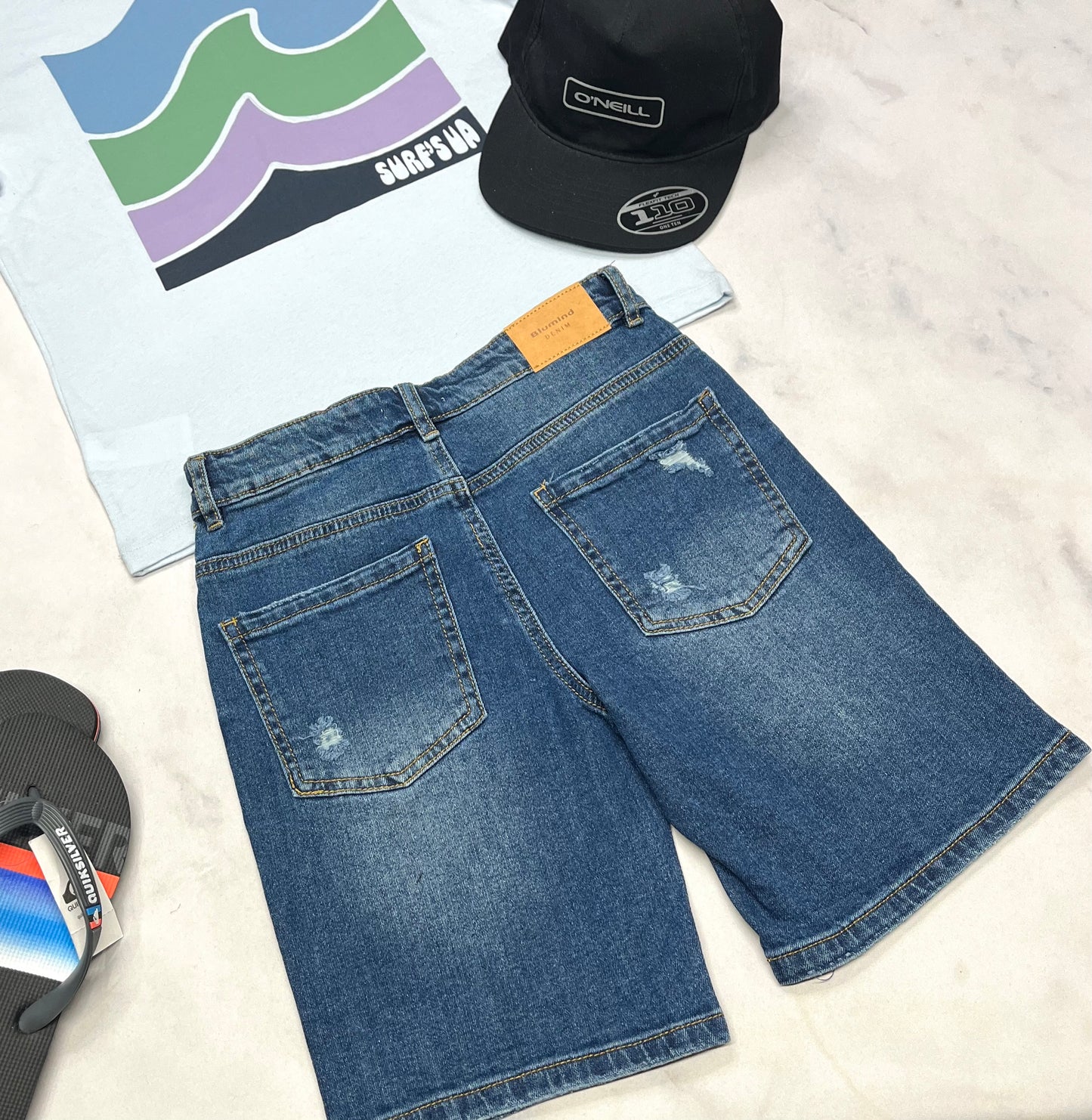 🩵 Bermuda : jeans mou Blum 10 ans garçon ajustable neuf !