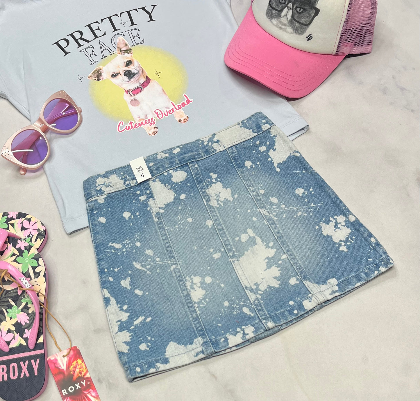 đź’™ Jupe : jeans look tie dye 5 ans fille mode tendance neuve !