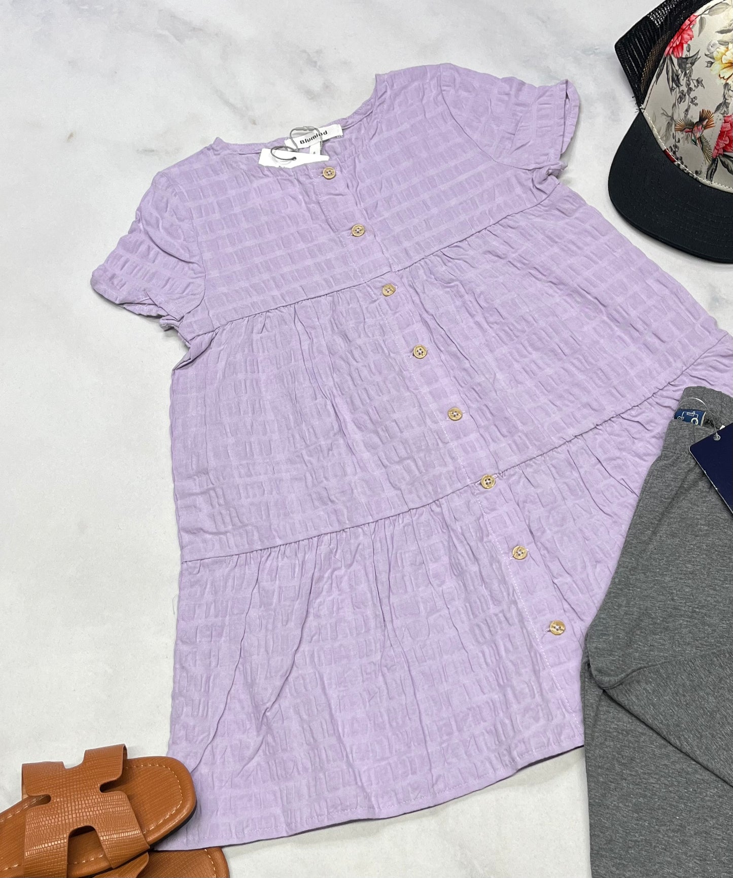 đ Robe lilas : tissu texturĂ© Blum superbe . 5 ans fille neuve .