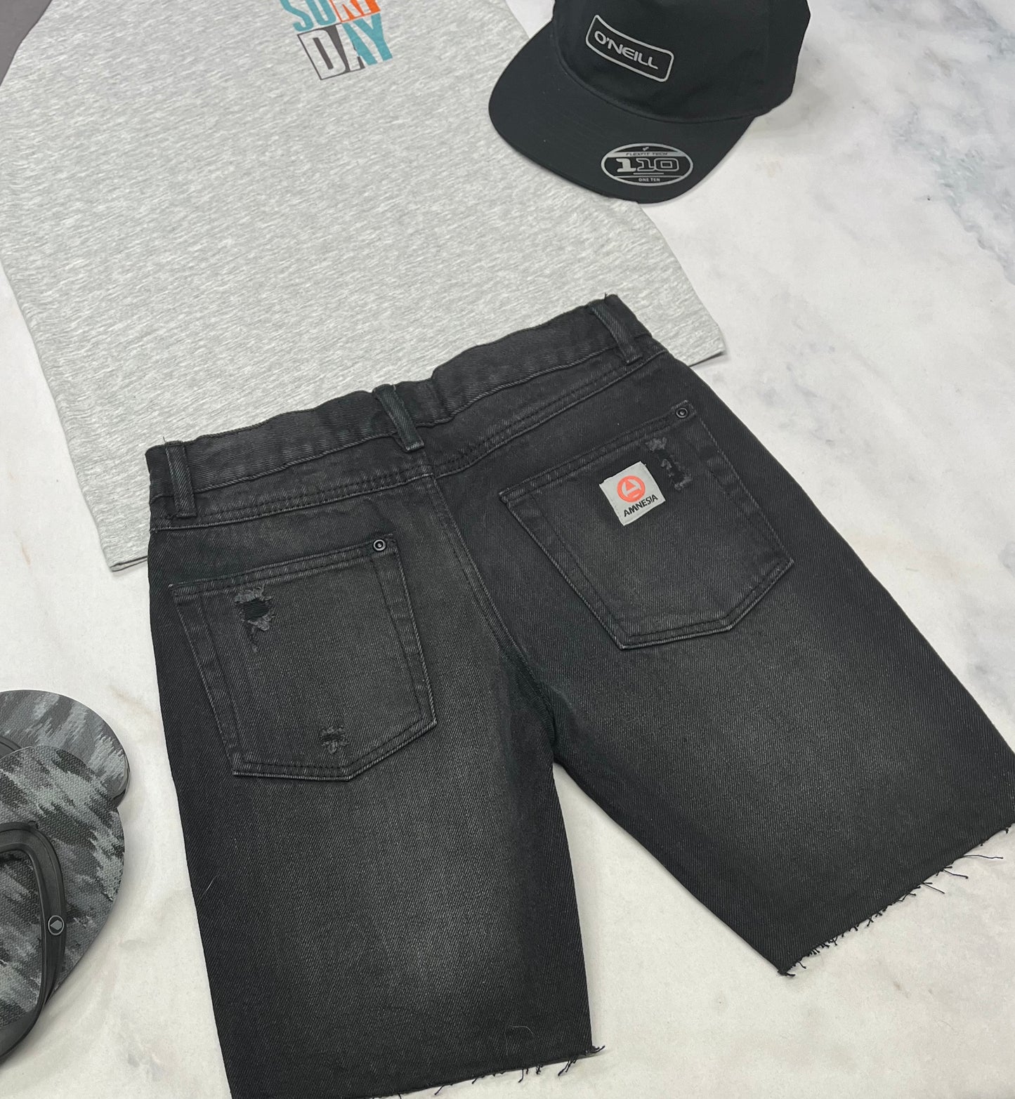 💙Bermuda en jeans : Amnésia 9-10 ans garçon taille ajustable neuf !