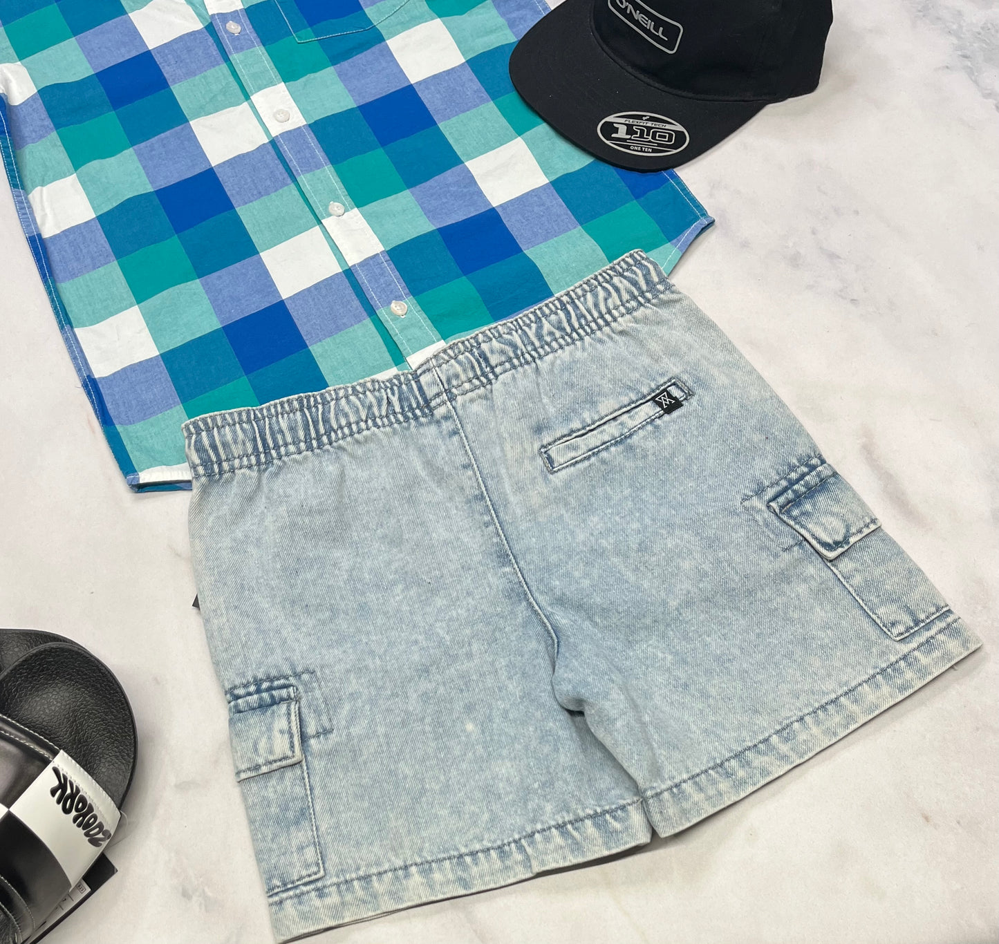 🩵 Short : jeans cargo Arsenic 10-12 ans garçon molle confo neuve .