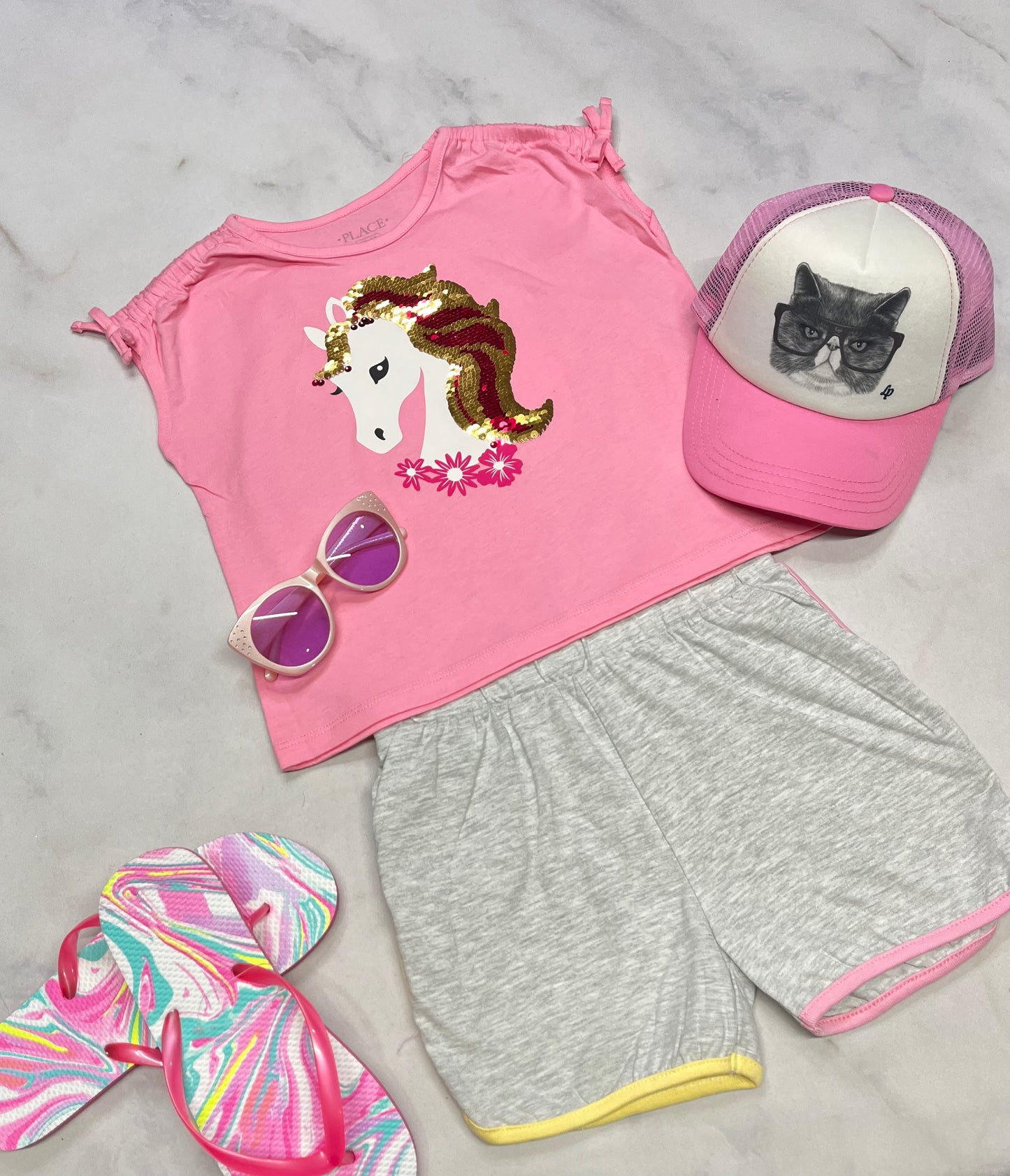 💕 Haut licorne : avec paillettes réversible . 5-6 ans fille coupe relax neuf !!