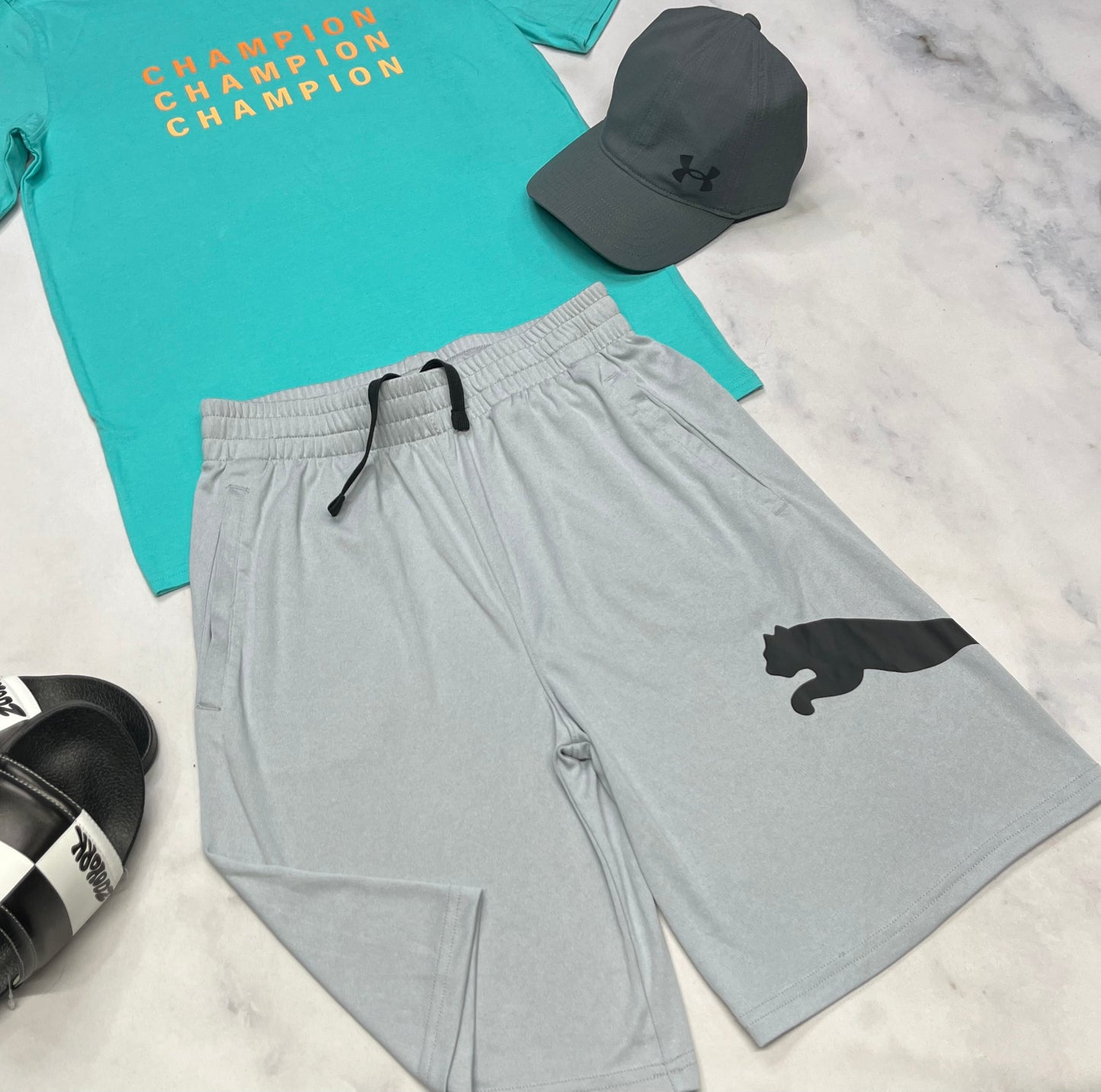 💫Bermuda : Puma gris en tissu de sport stretch 14-16 ans garçon neuf !
