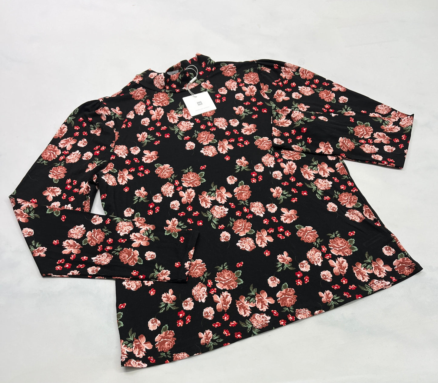 Manche longue : fleurit tissu stretch confo ( mini col montant ). L/ femme neuf !