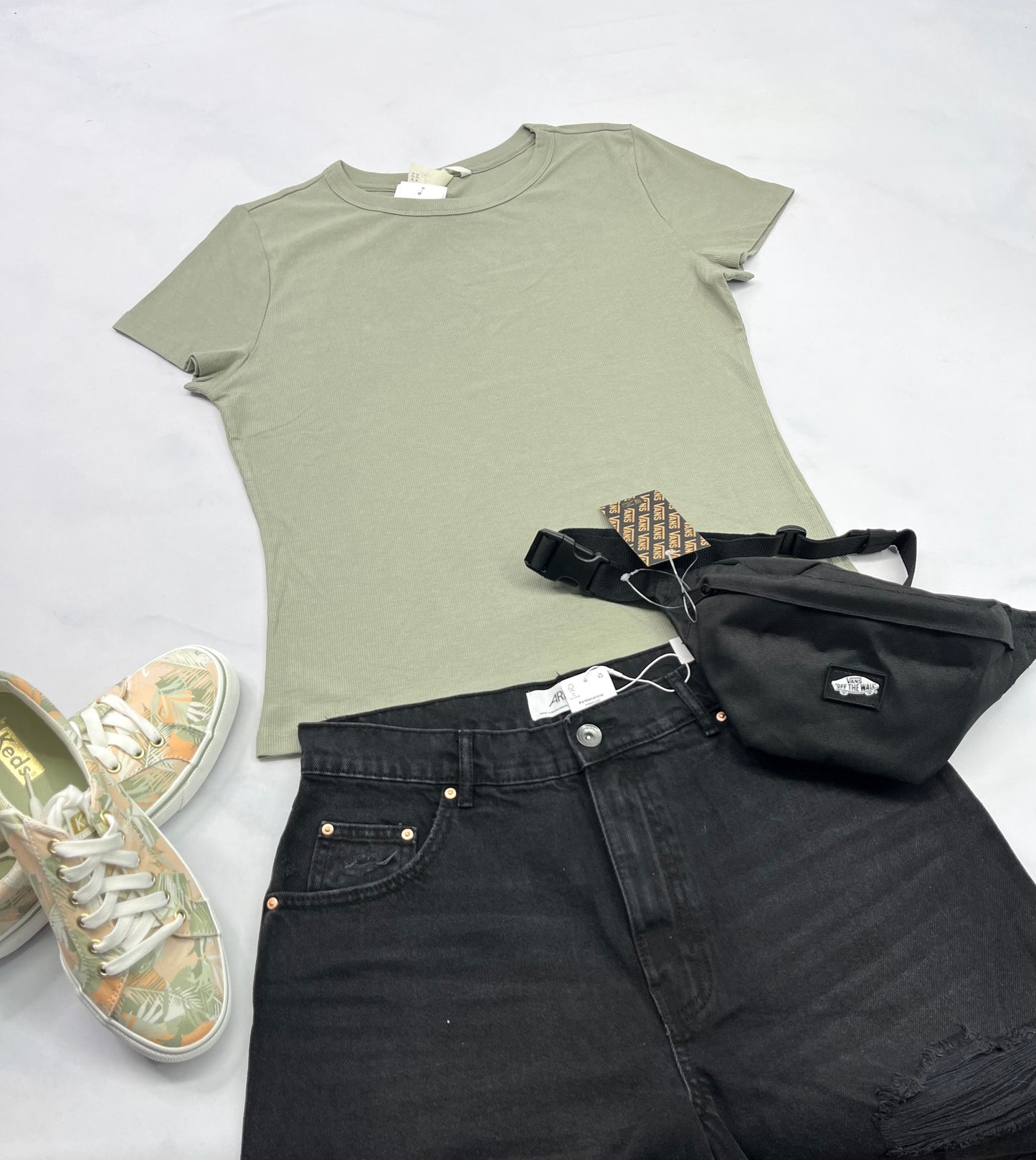 đHaut RIB : texturĂ© fait L/ femme fit stretch ++ neuf ! Vert doux tendance neuf ! Mi hanche .