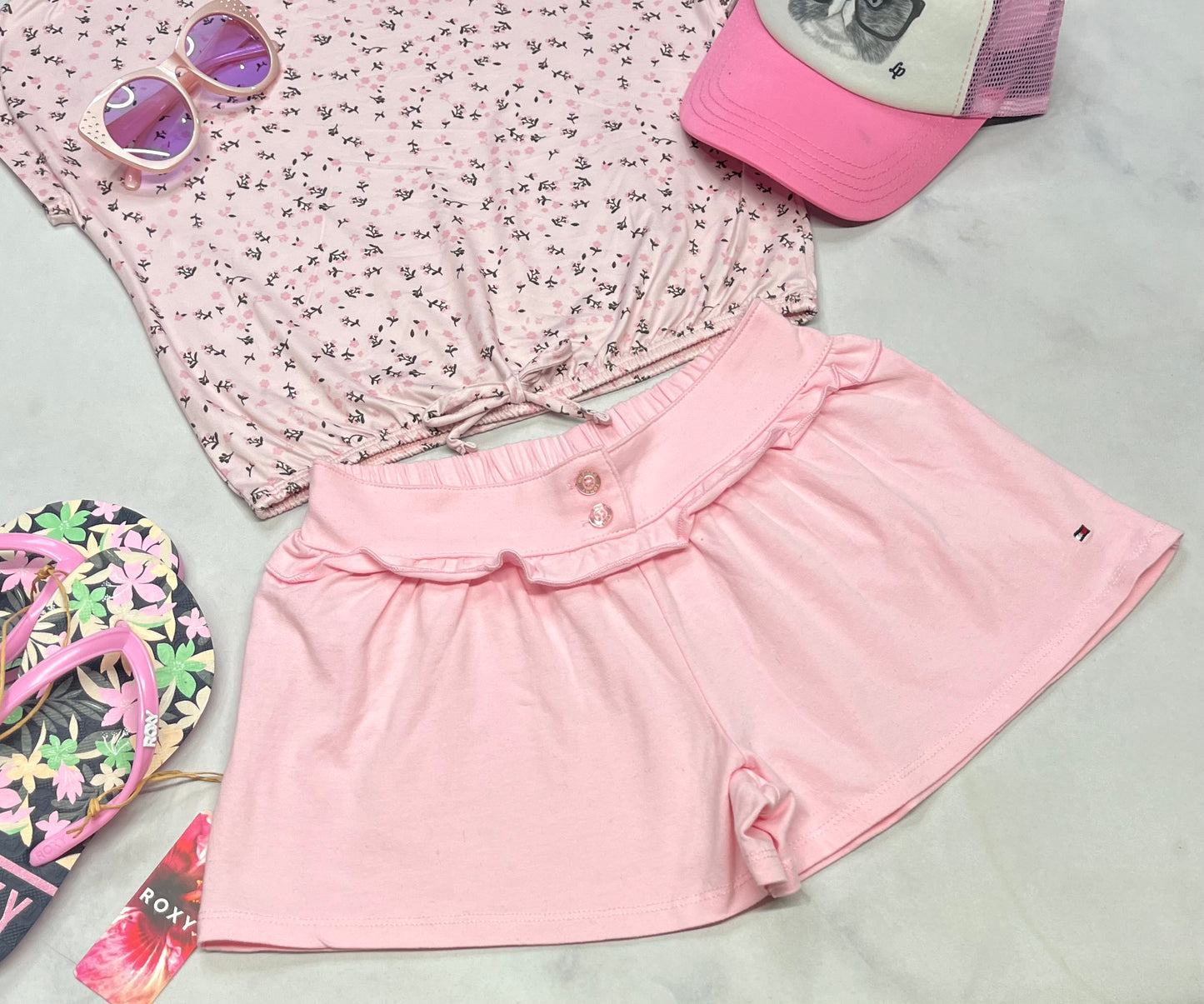 💕 Short: Tommy ( effet look jupe ) taille élastique 7 ans fille neuve .