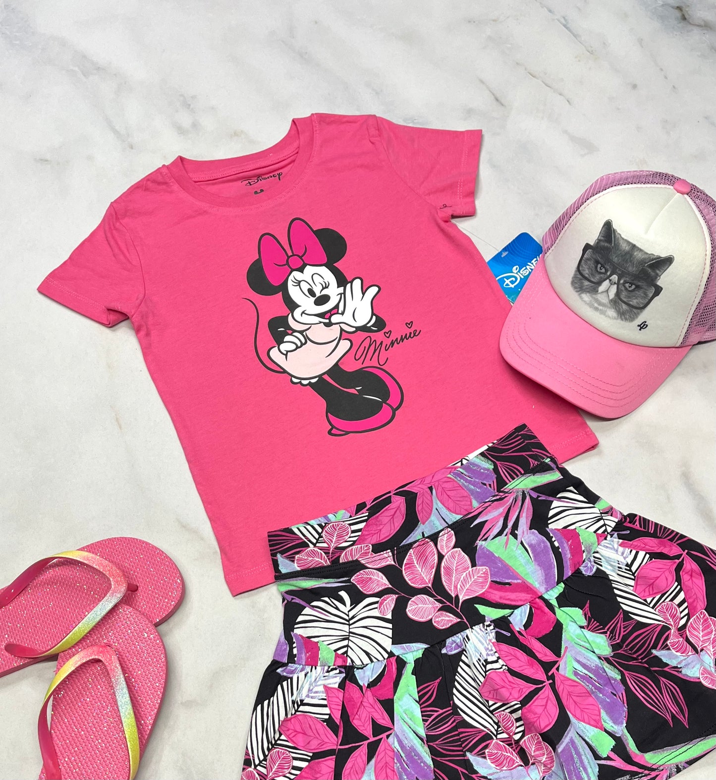 🌷 Disney : Minnie manche courte rose 5-6 ans fille neuf !