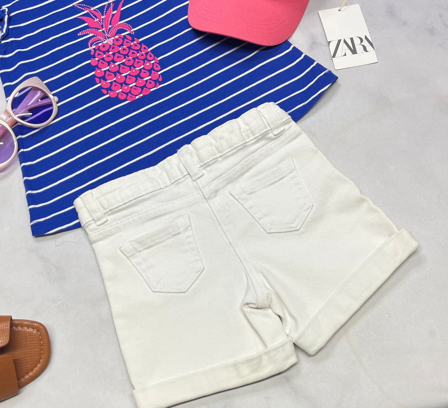 đ· Short : jegging jeans molle confo 5 ans fille taille ajustable comme neuve .